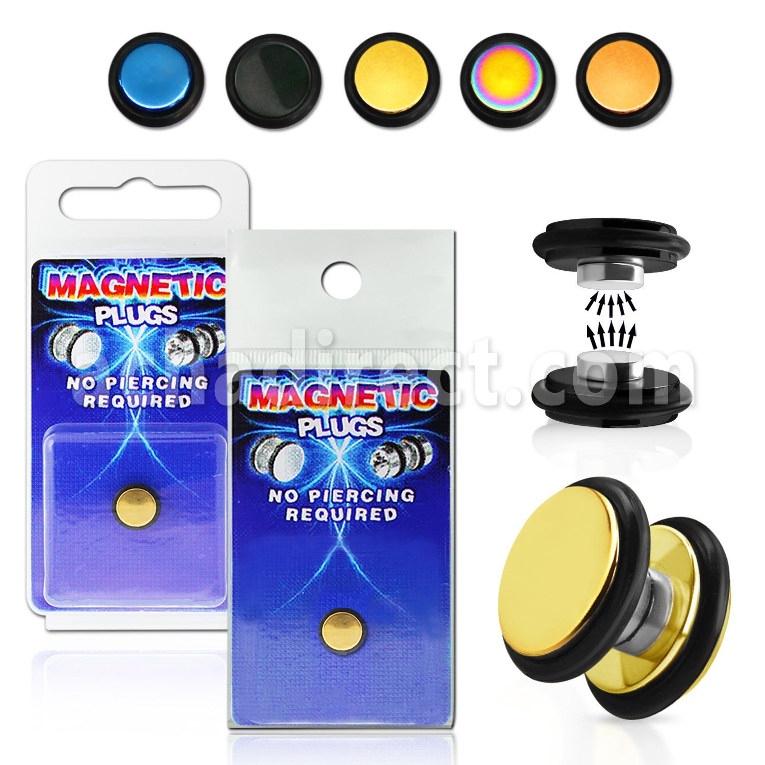 pkmp28 plug falso magnetico acero quirurgico anodizado anillos goma 8mm 1 pieza distribuidor mayorista