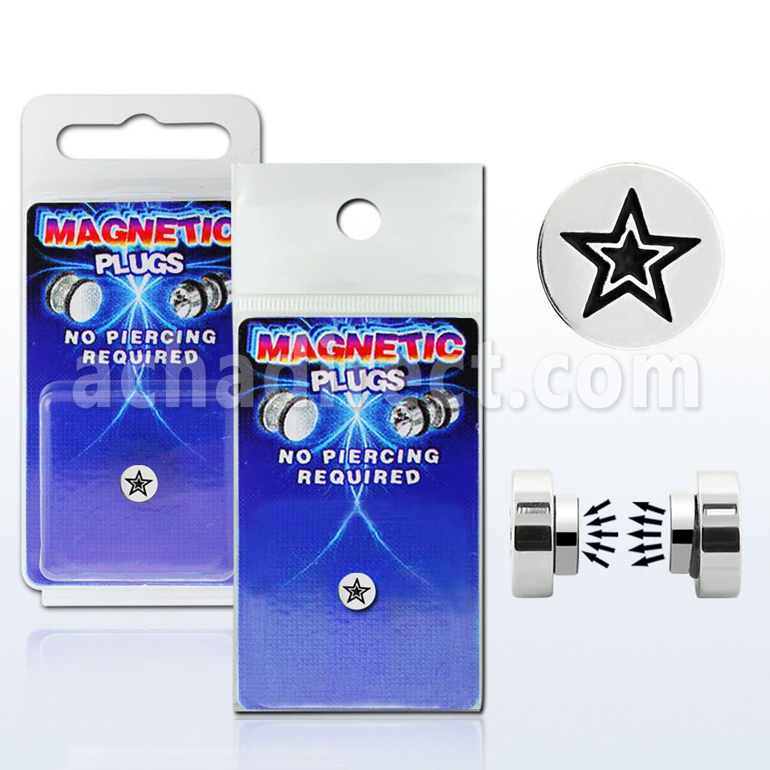 pkmp8 plug falso magnetico acero quirurgico logo estrella 1 pieza 8mm al por mayor