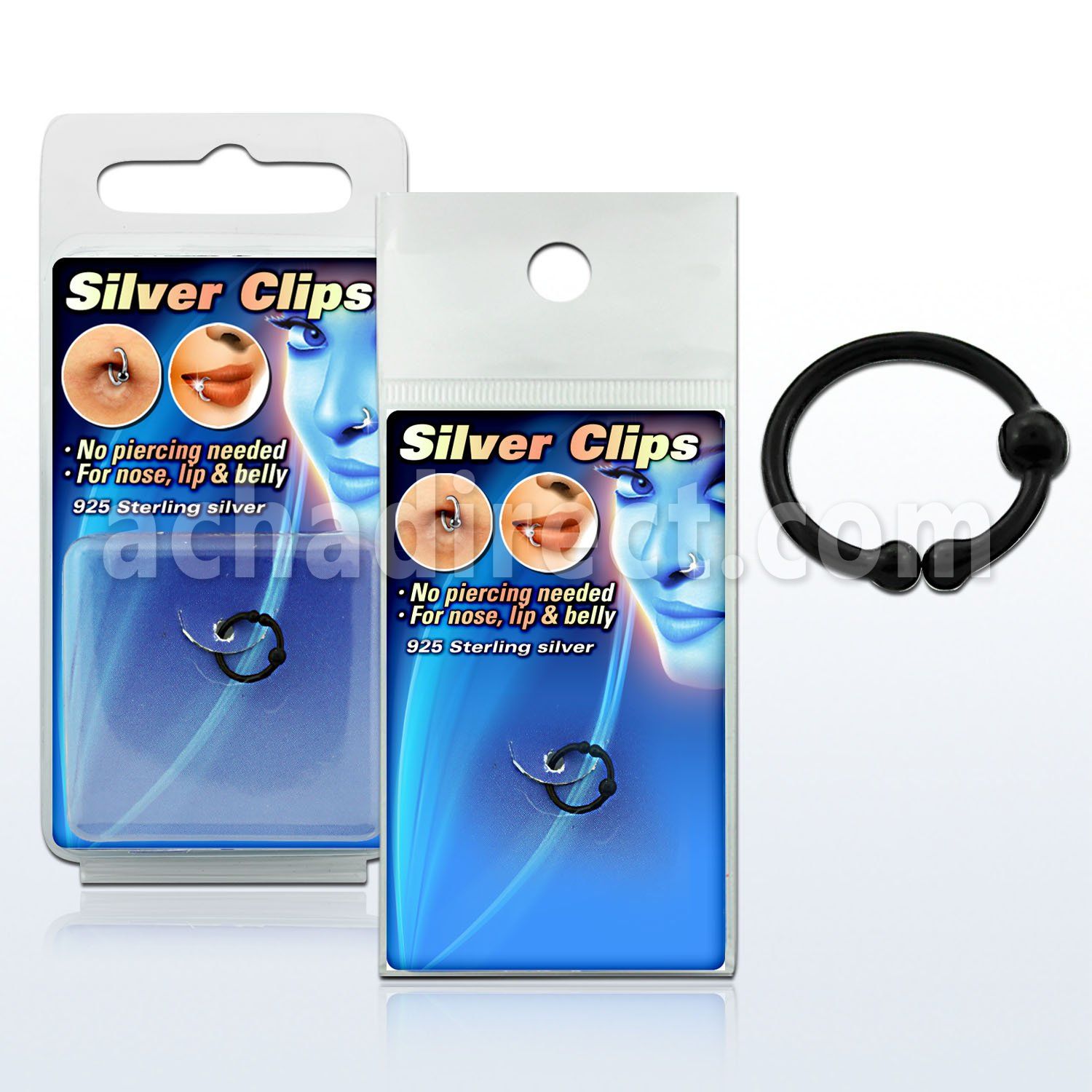 pksc7 surtido piercings falsos clips nariz falsos plata esterlina 925 negro bola 2mm 8mm 1 pieza al por mayor