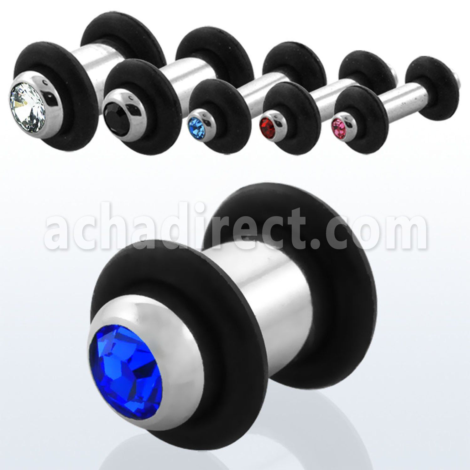 plc dilatacion plug acero quirurgico brillo espejo cristal centro bisel doble anillo goma distribuidor mayorista