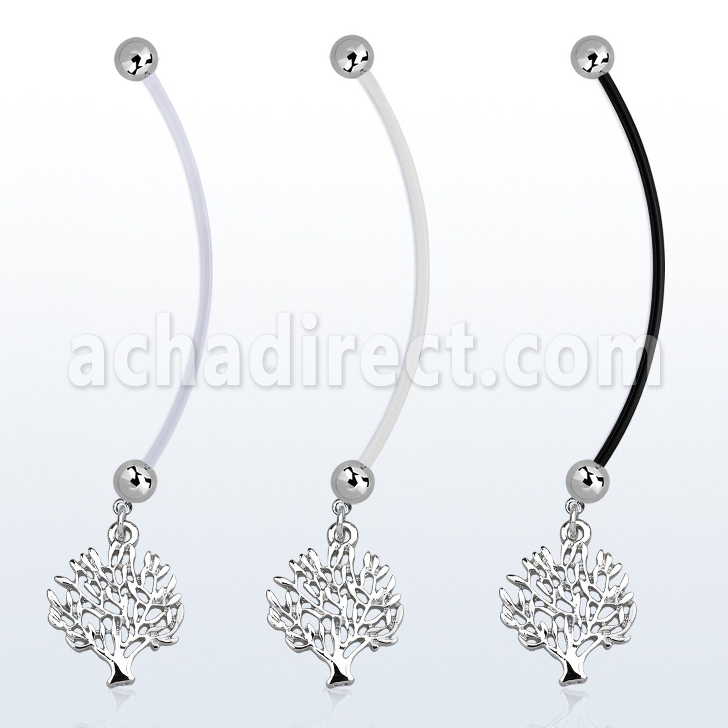 pnd697 piercing ombligo embarazada bolas 5mm acero colgante arbol vida plata longitud 50mm distribuidor