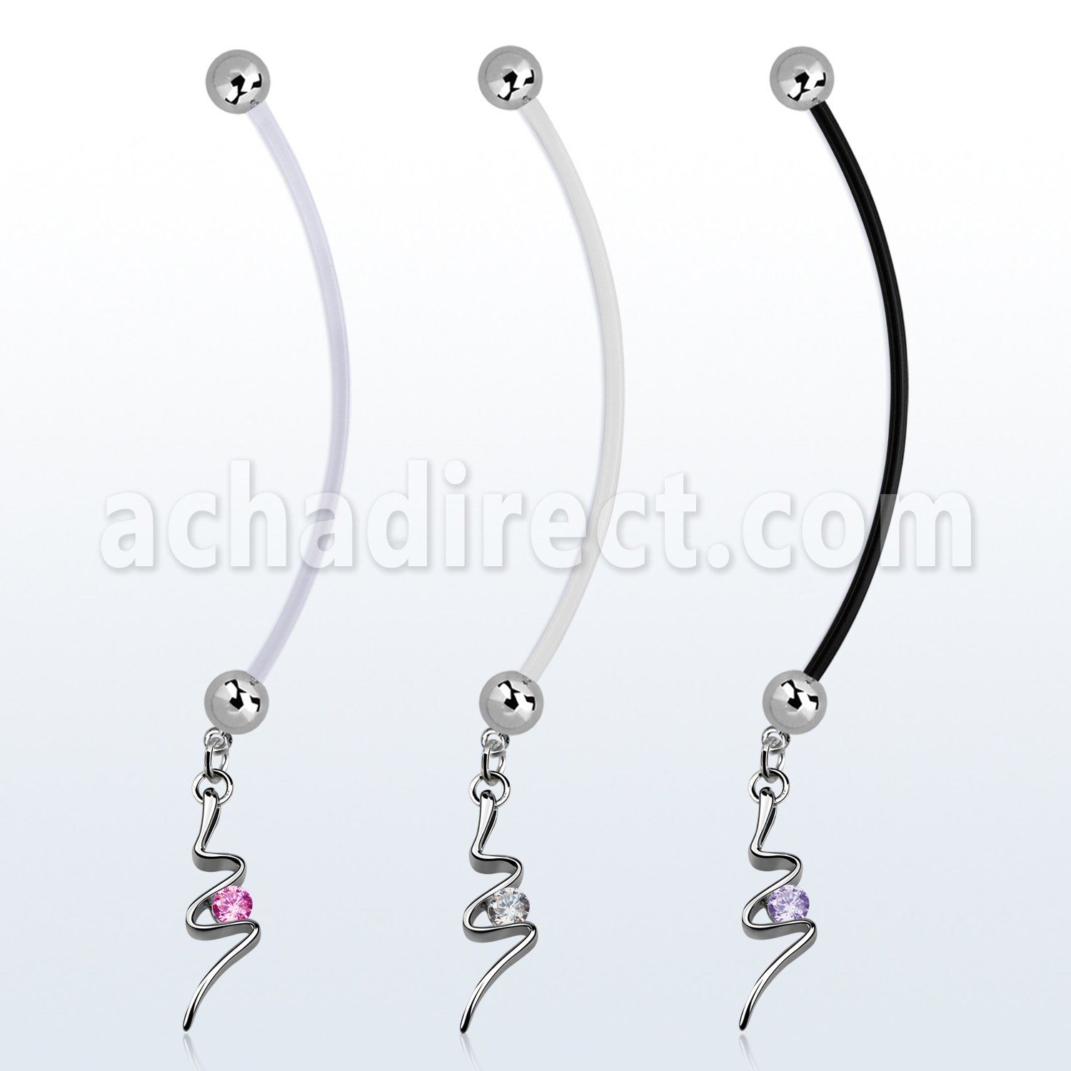 pndz13 piercing ombligo embarazada bolas 5mm acero colgante remolino zirconia redonda longitud 50mm al por mayor