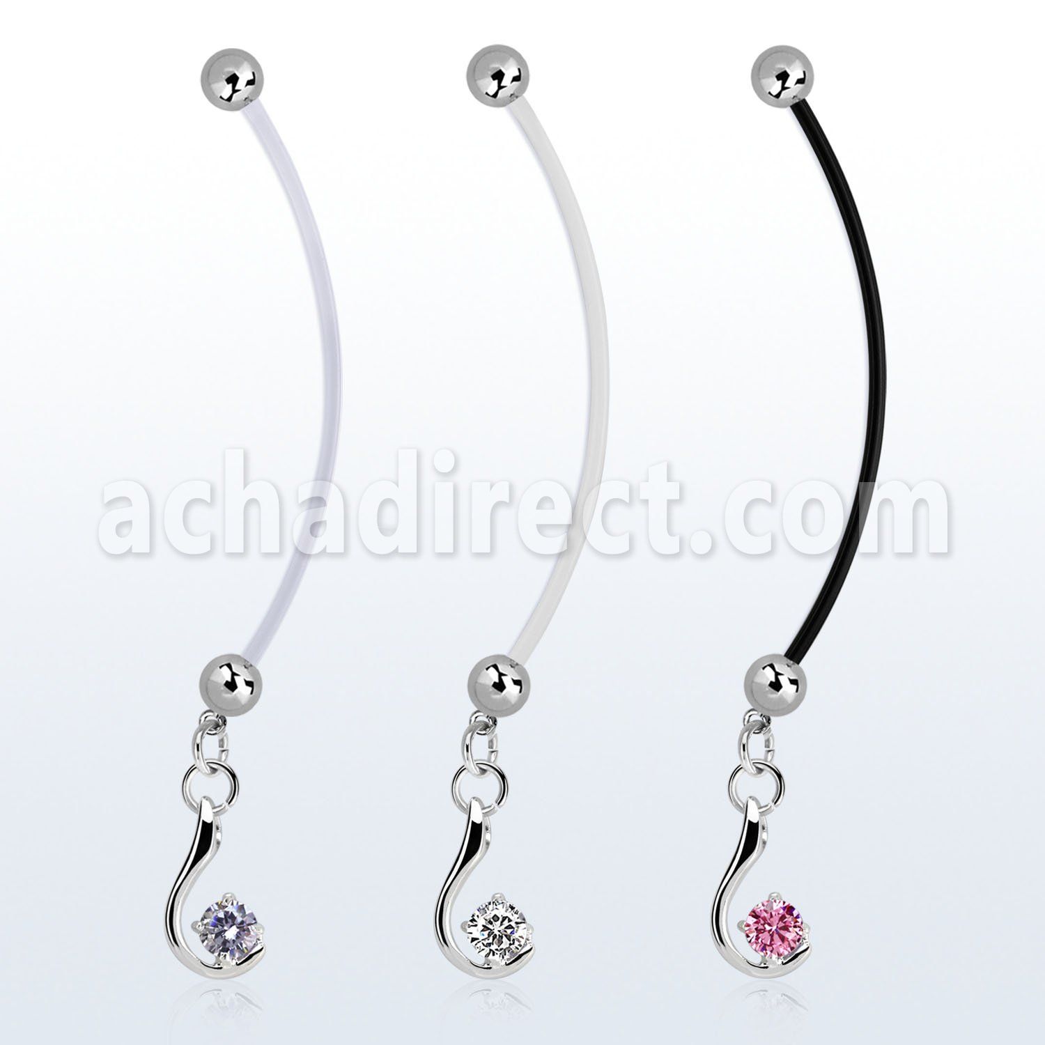 pndz730 piercing ombligo embarazada bolas 5mm acero colgante moderno zirconia plata longitud 50mm distribuidor mayorista