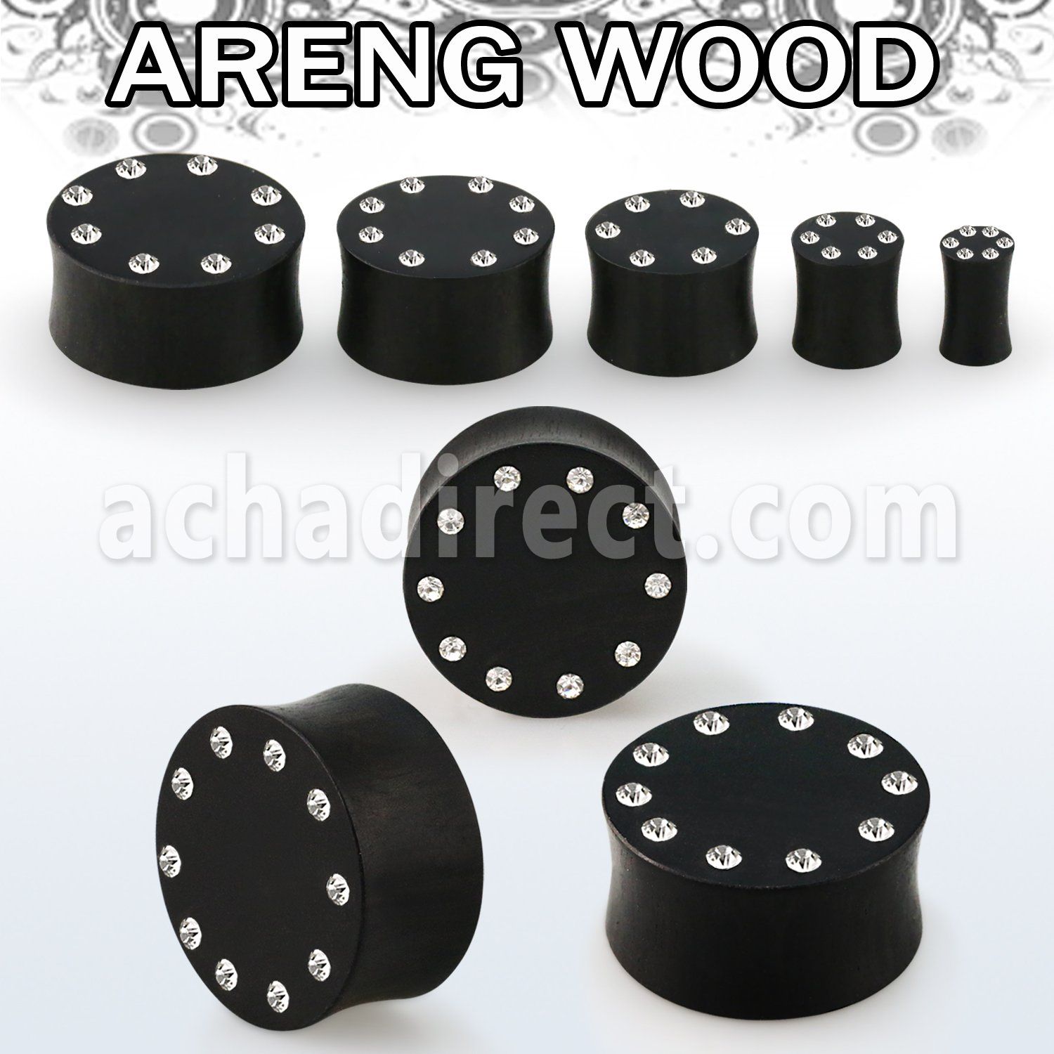 pwkkcb plug doble flare solido madera areng cristal borde distribuidor mayorista