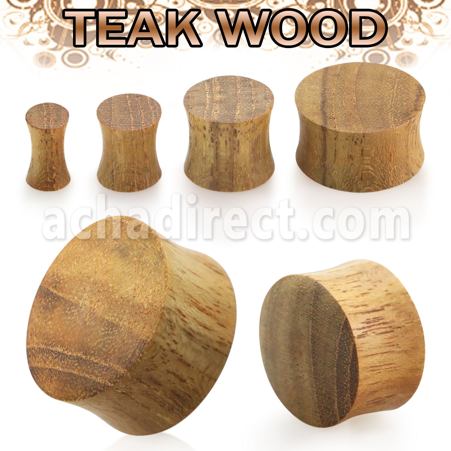 pwt dilatacion plug doble flare madera teca al por mayor