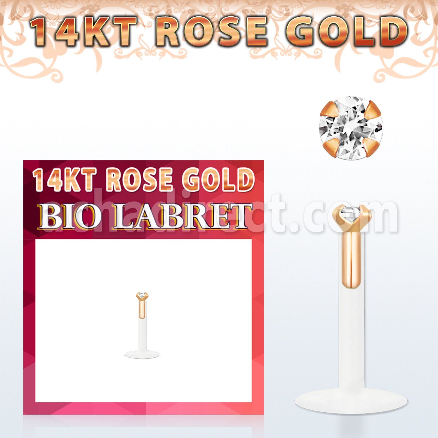 rbizcs clear labret bio flexible bola presion oro rosa 14 kts zirconia redonda 1 5mm mayorista