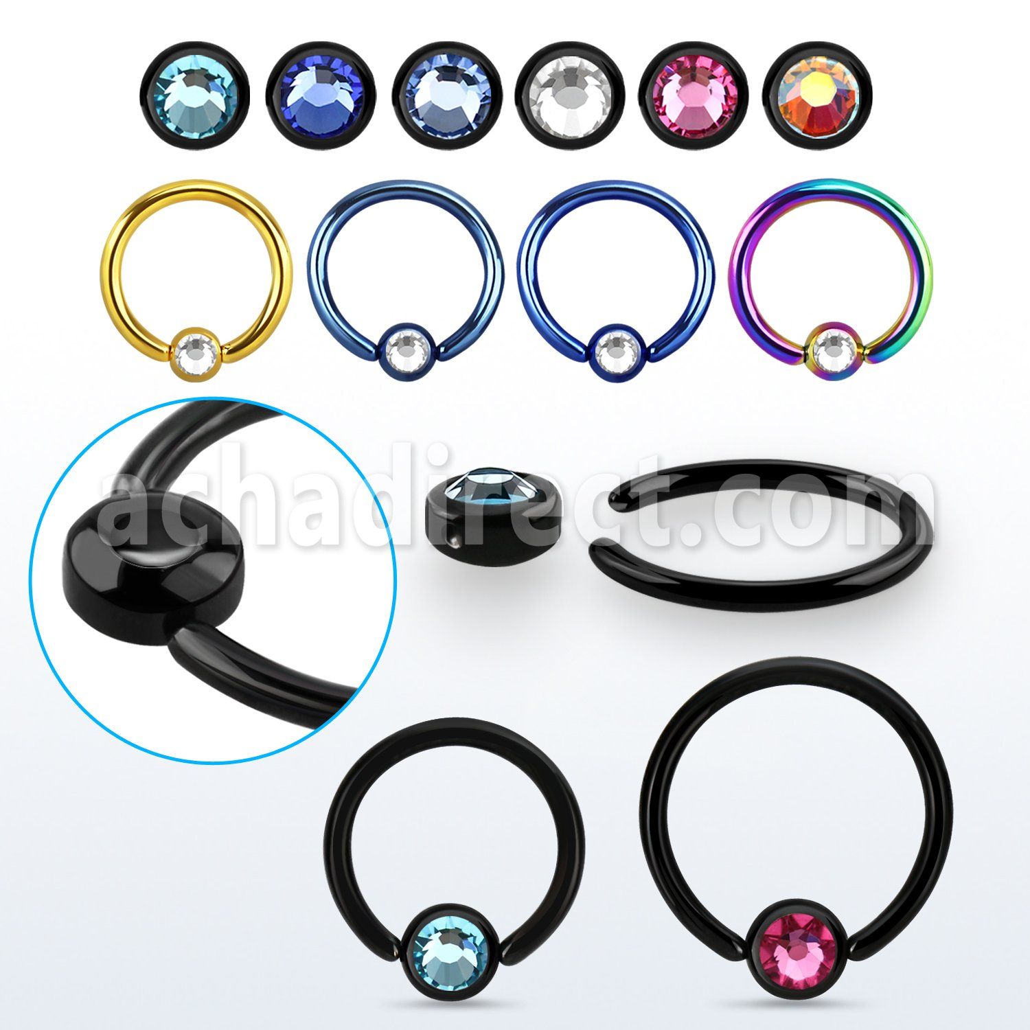 rccrt4 aro bola presion acero 316l pvd disco redondo 4mm cristal plano bisel distribuidor mayorista