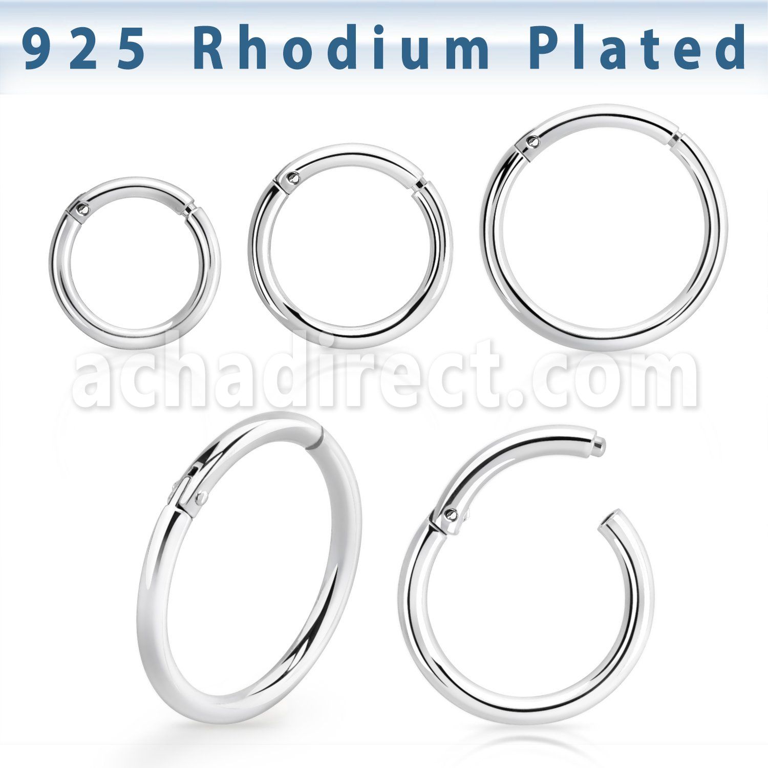 rhsegh16 rhodium plated silver hinged segment ring 16g