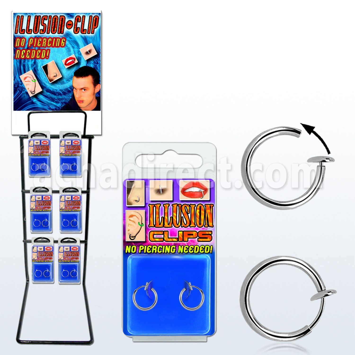 rkclp estante 72 pares piercings falsos clip resorte pack blister 8mm 12mm mayorista