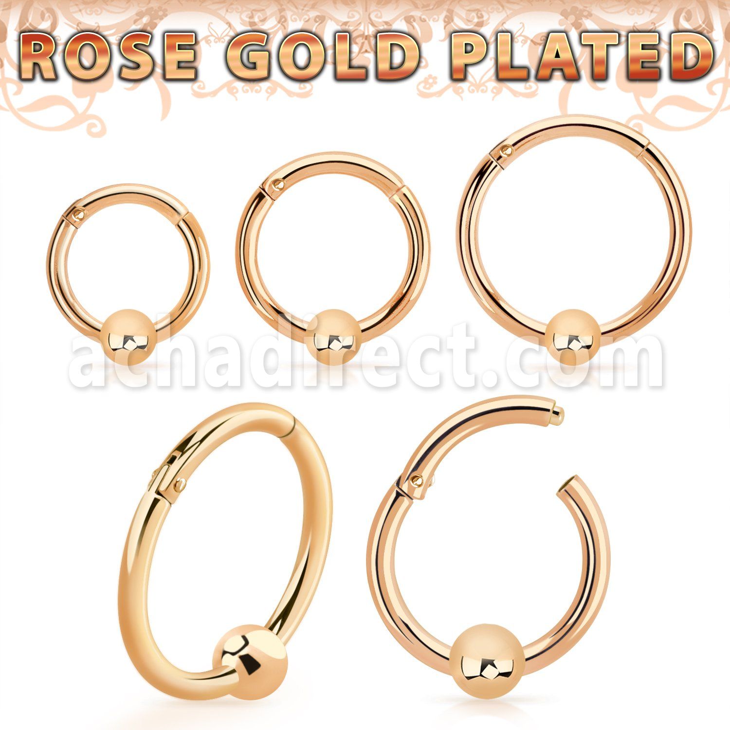 rssegh16b3 rose gold plated silver hinged segment ring 16g