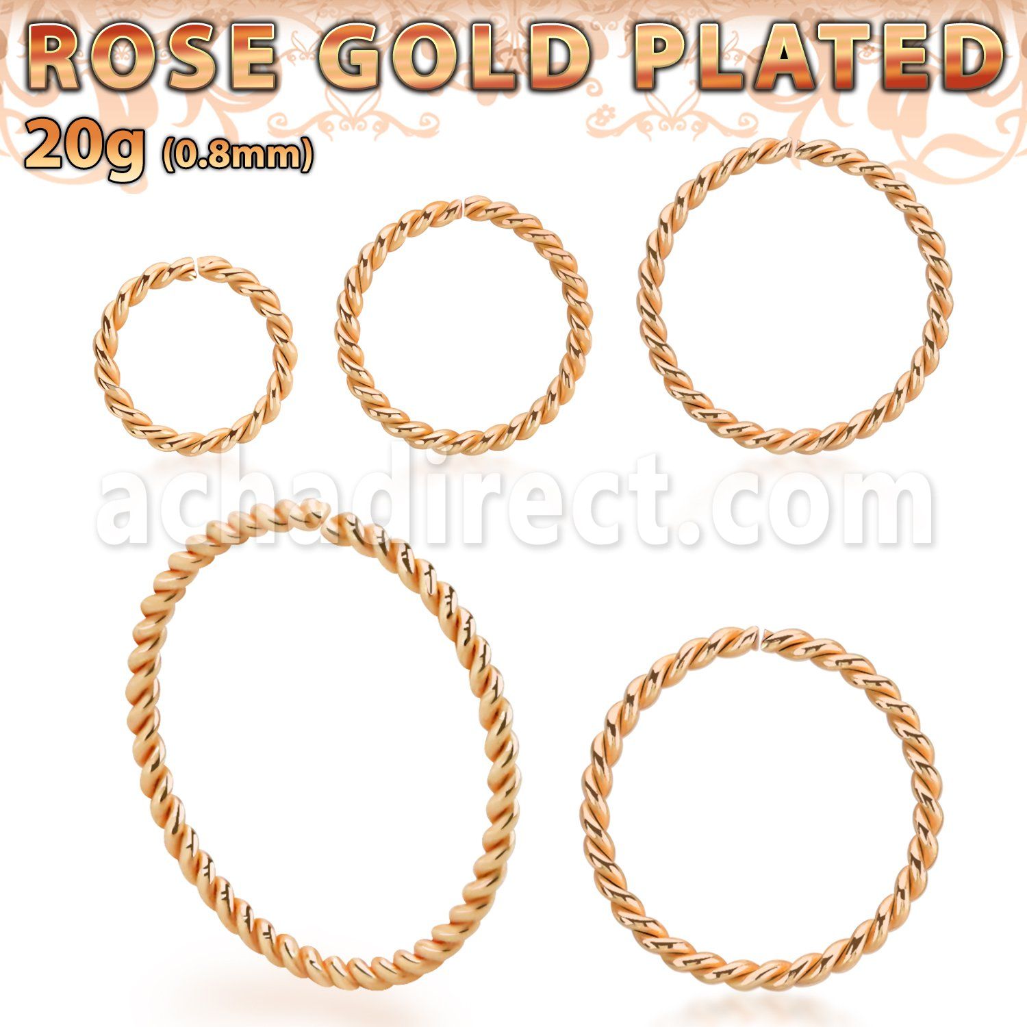 rsselw20 rose gold plated silver seamless ring 20g twisted