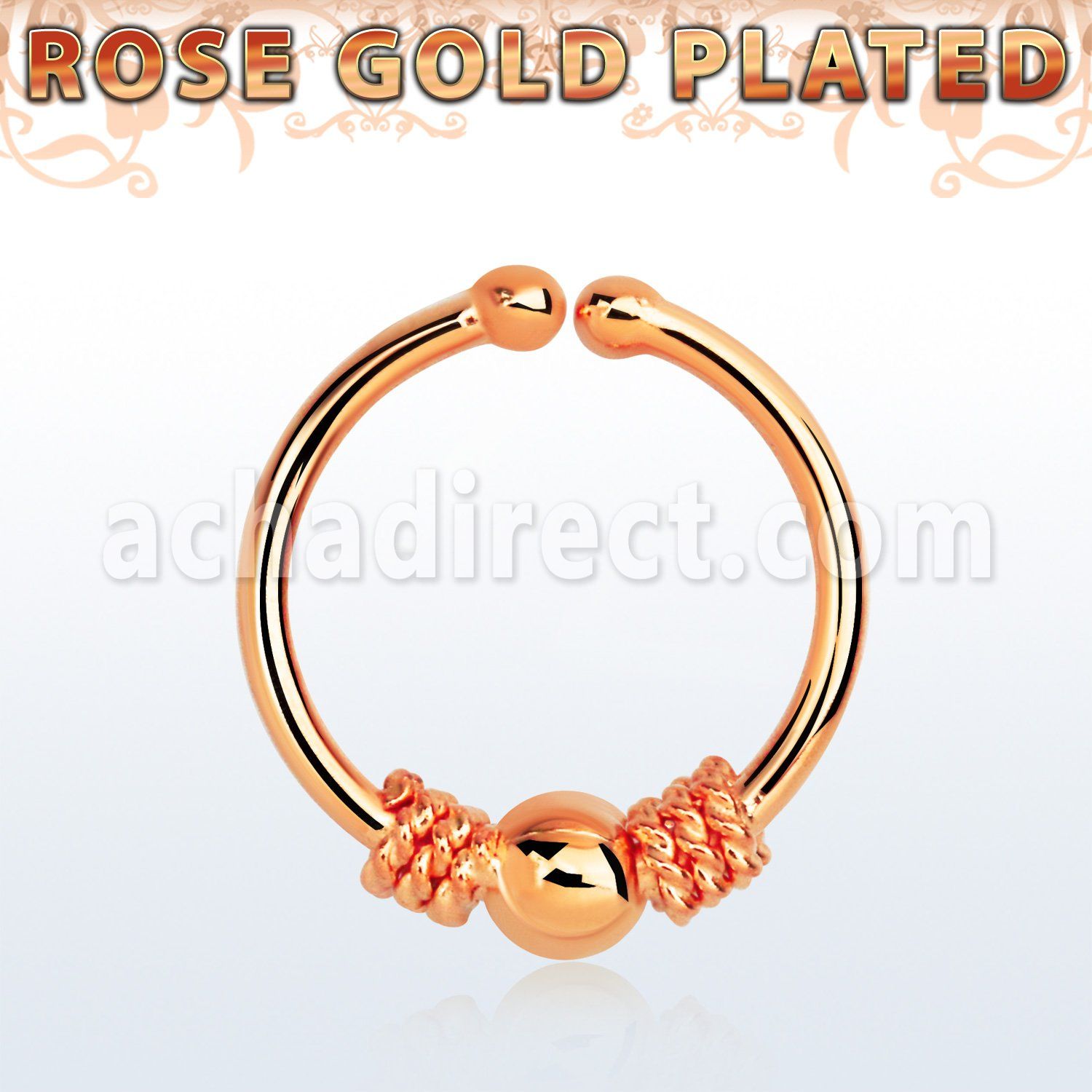 rssep12c anillo septum falso plata 925 oro rosa 1mm alambre balines bola centro 12mm distribuidor