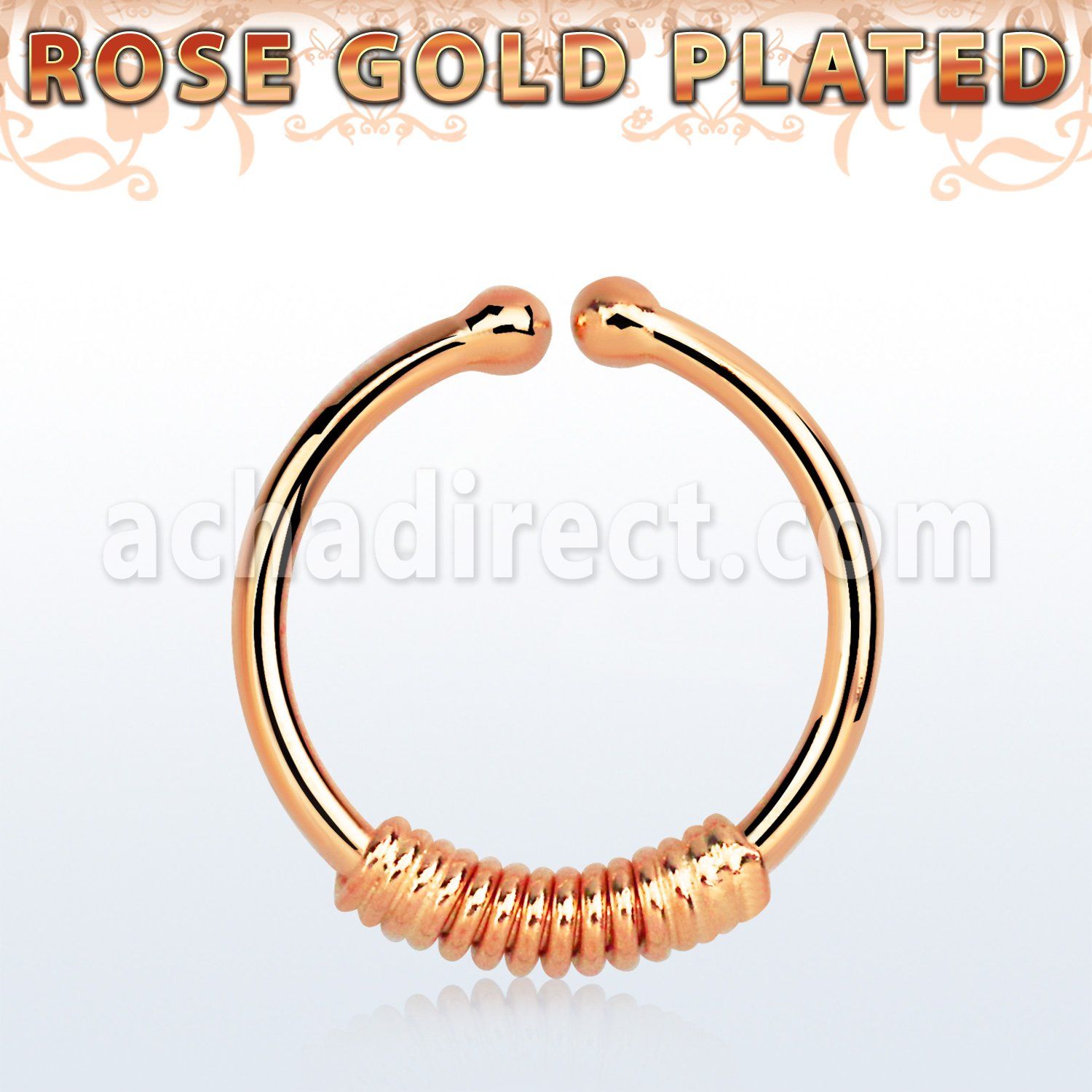 rssep12k anillo septum falso plata 925 oro rosa 1mm alambre envuelto alrededor 12mm venta