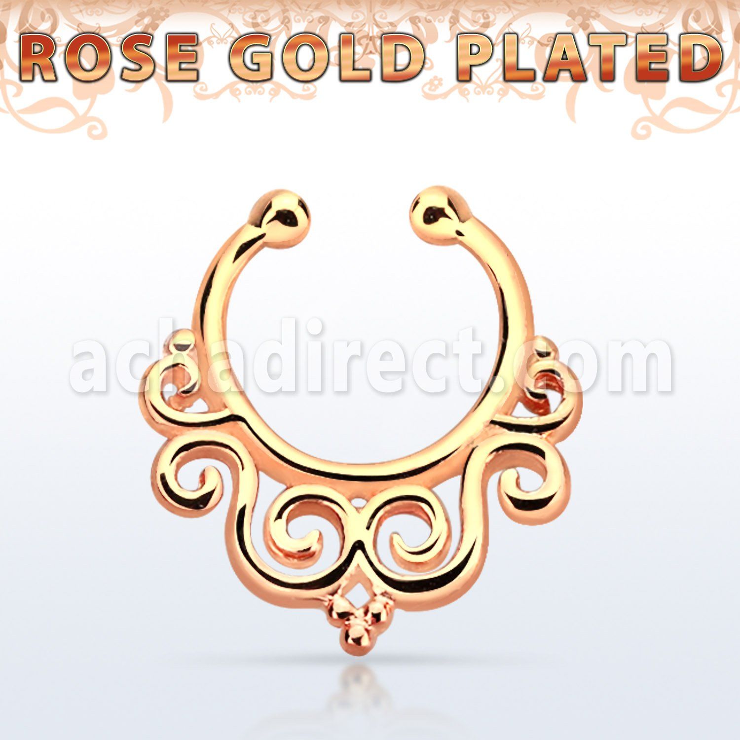 rssepd7 septum click falso plata 925 oro rosa 1mm indio decorado 12mm venta