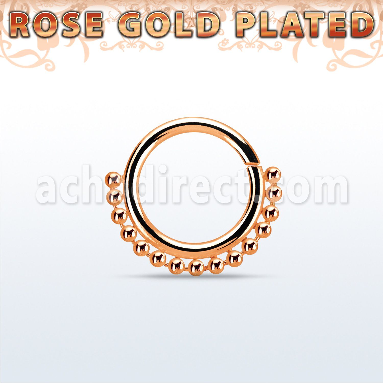 rsspv16 aro continuo piercing septum plata oro rosa con cuentas inferior mayorista