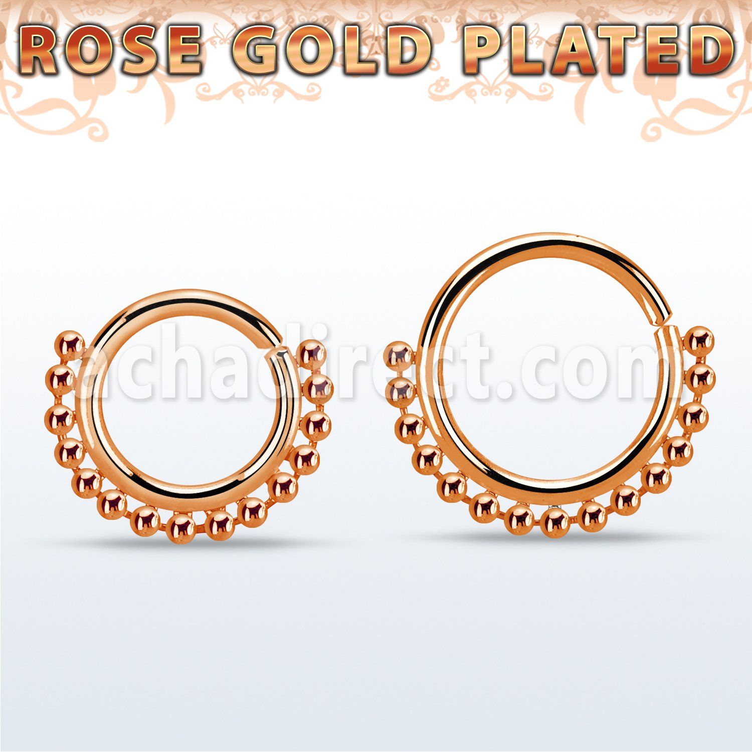 rsspv18 aro continuo piercing septum plata oro rosa con 1mm cuentas inferior mayorista