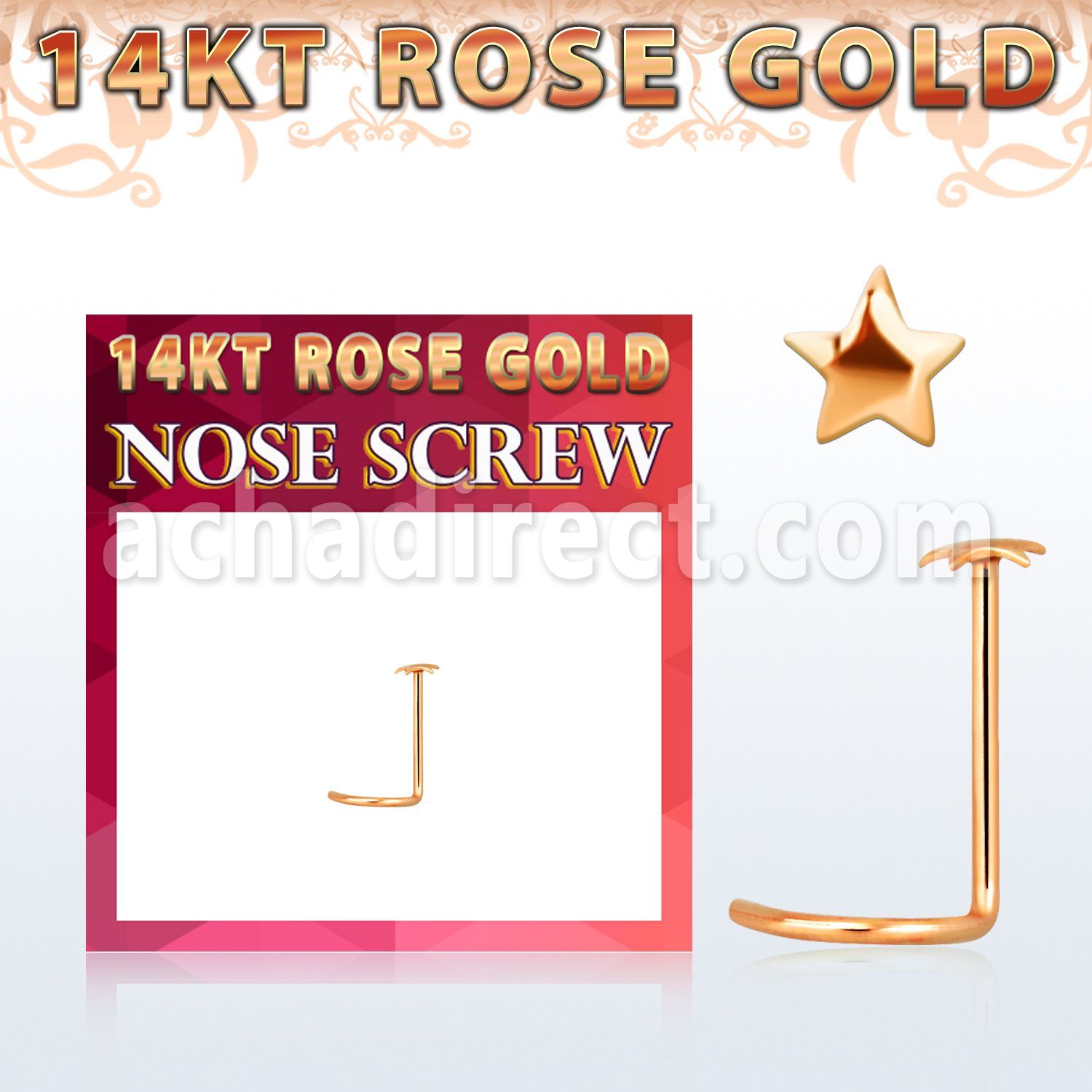 rsst piercing nariz oro rosa 14 kts 0 6mm estrella oro lisa 2 5mm venta