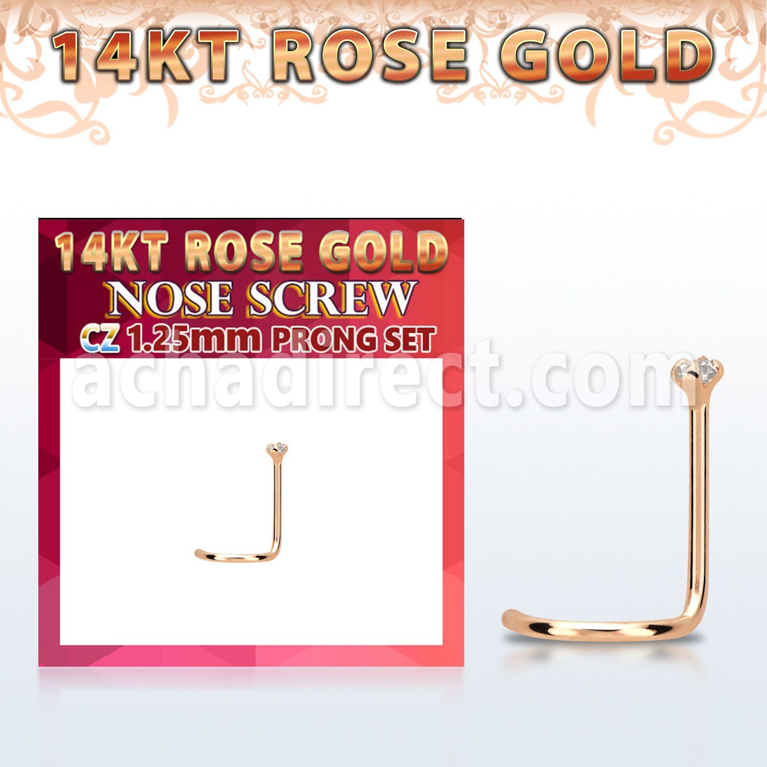 rszm12 piercing nariz oro rosa 14 kts 0 6mm zirconia redonda clara 1 25mm distribuidor mayorista
