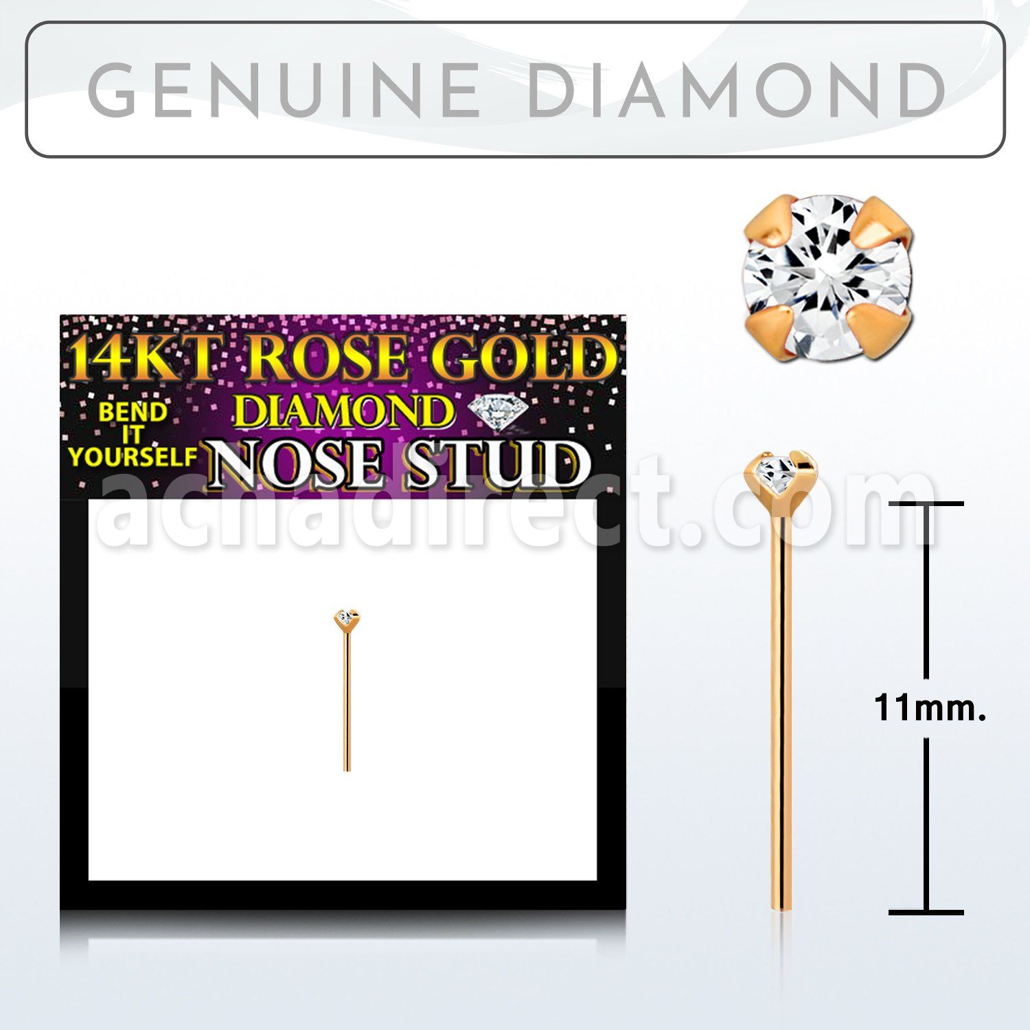 rydb1 piercing nariz doblar tu mismo oro rosa 14 kts 0 6mm diamante autentico redondo 1 5mm engastado distribuidor mayorista