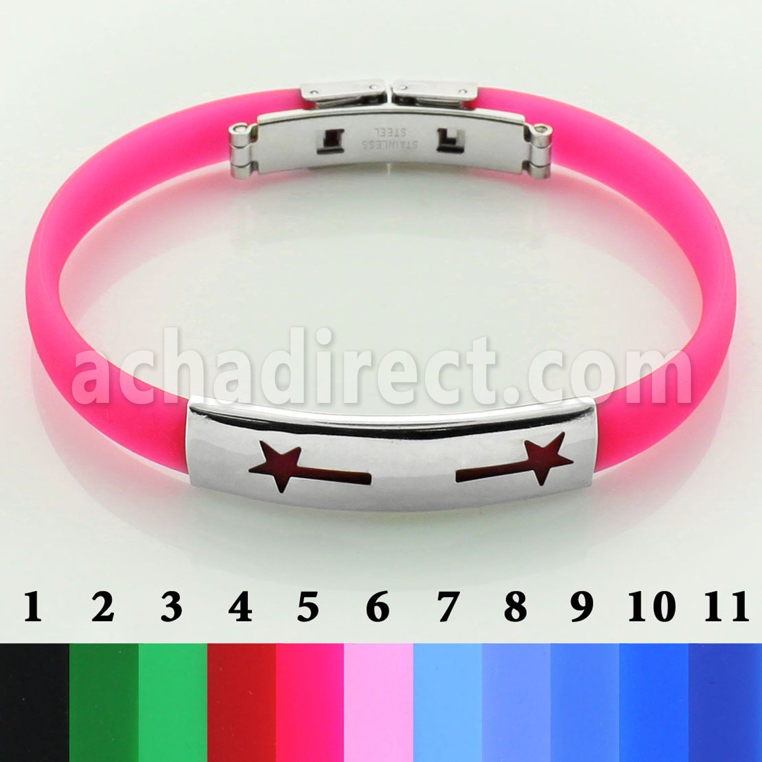 sbl19 brazalete banda piel color placa brillo espejo acero inoxidable signo varitas estrella cortadas distribuidor mayorista