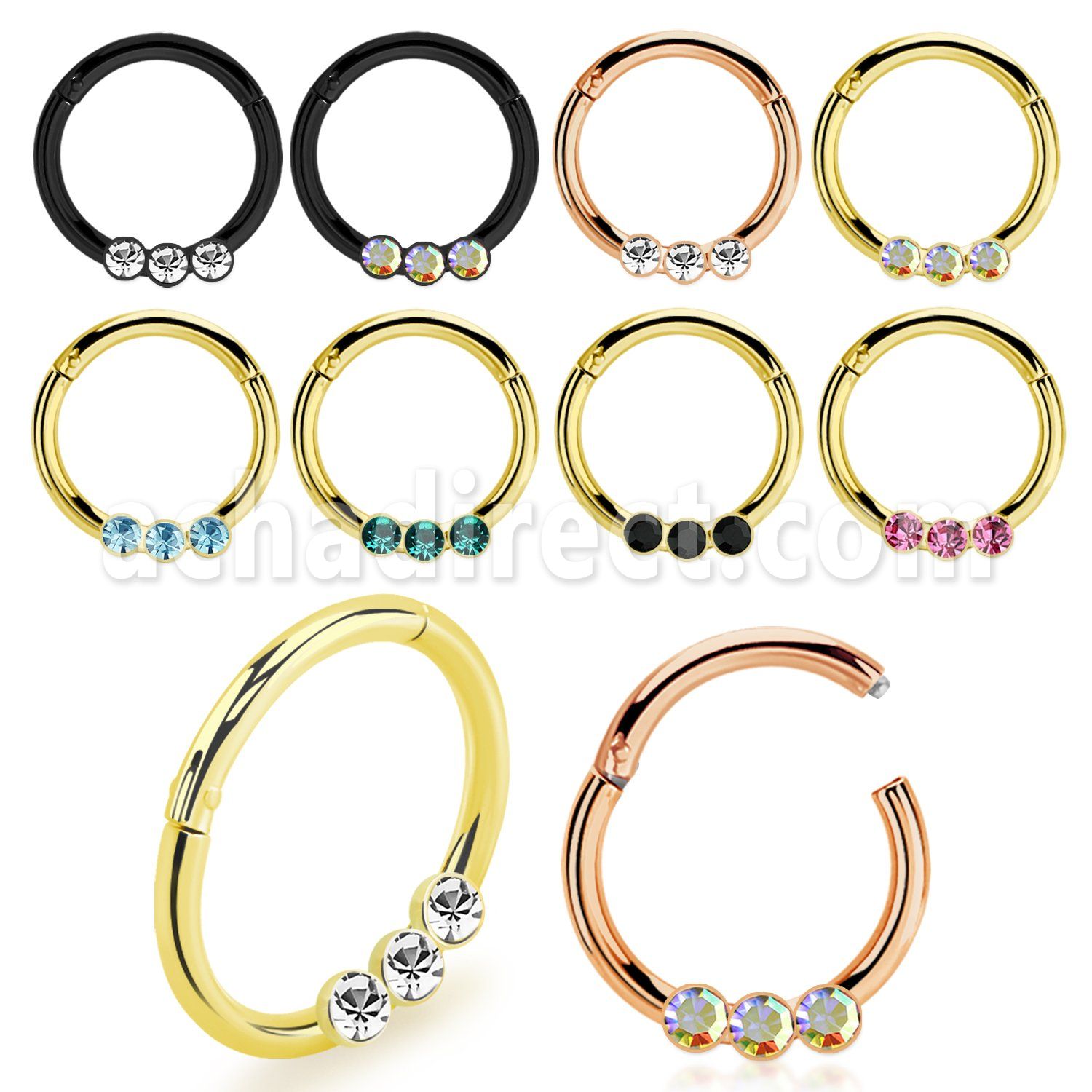 seght16e aro segmento bisagra acero quirurgico anodizado pequenos cristales