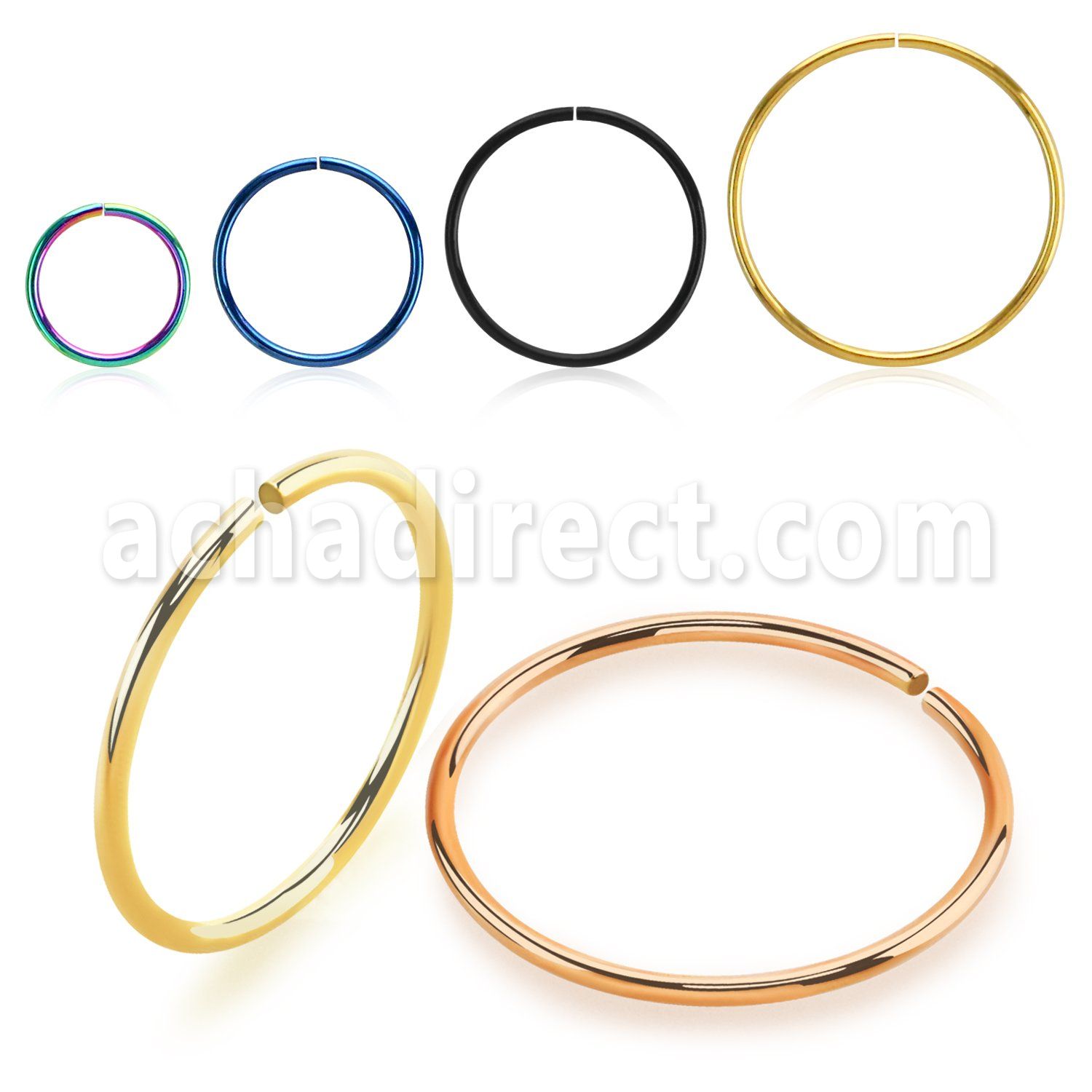 selt22 pvd plated 316l steel seamless nose ring