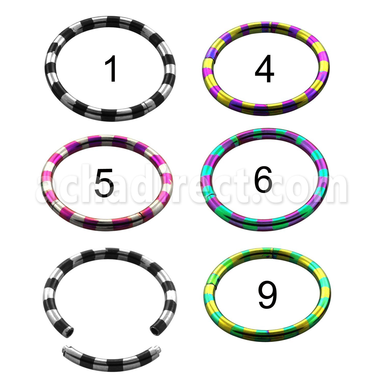 semt14 aro segmento acero quirurgico pvd rayas cebra colores al por mayor