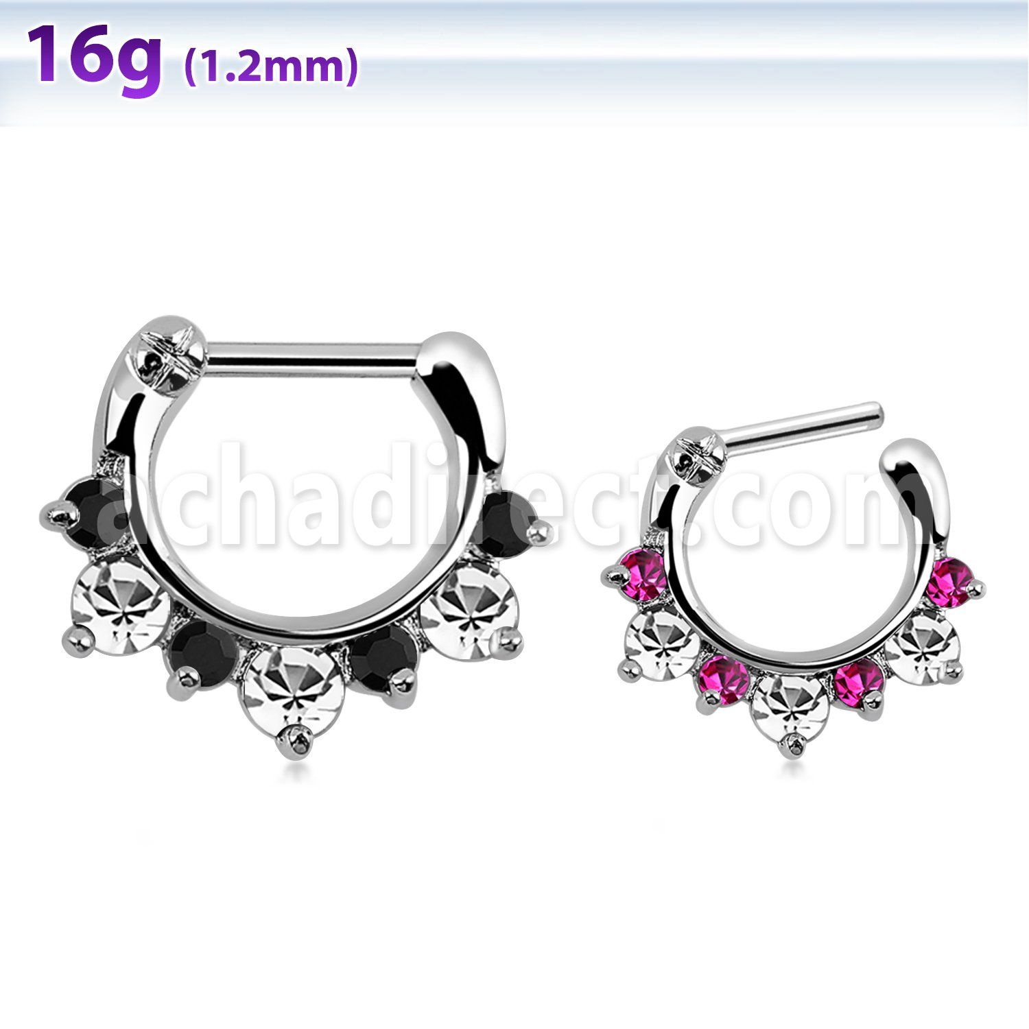 sephx16 septum clicker cristal barra cierre acero 316l 3 grandes zirconita cz 4 cristal colores alternantes barra 6mm 8mm al por mayor