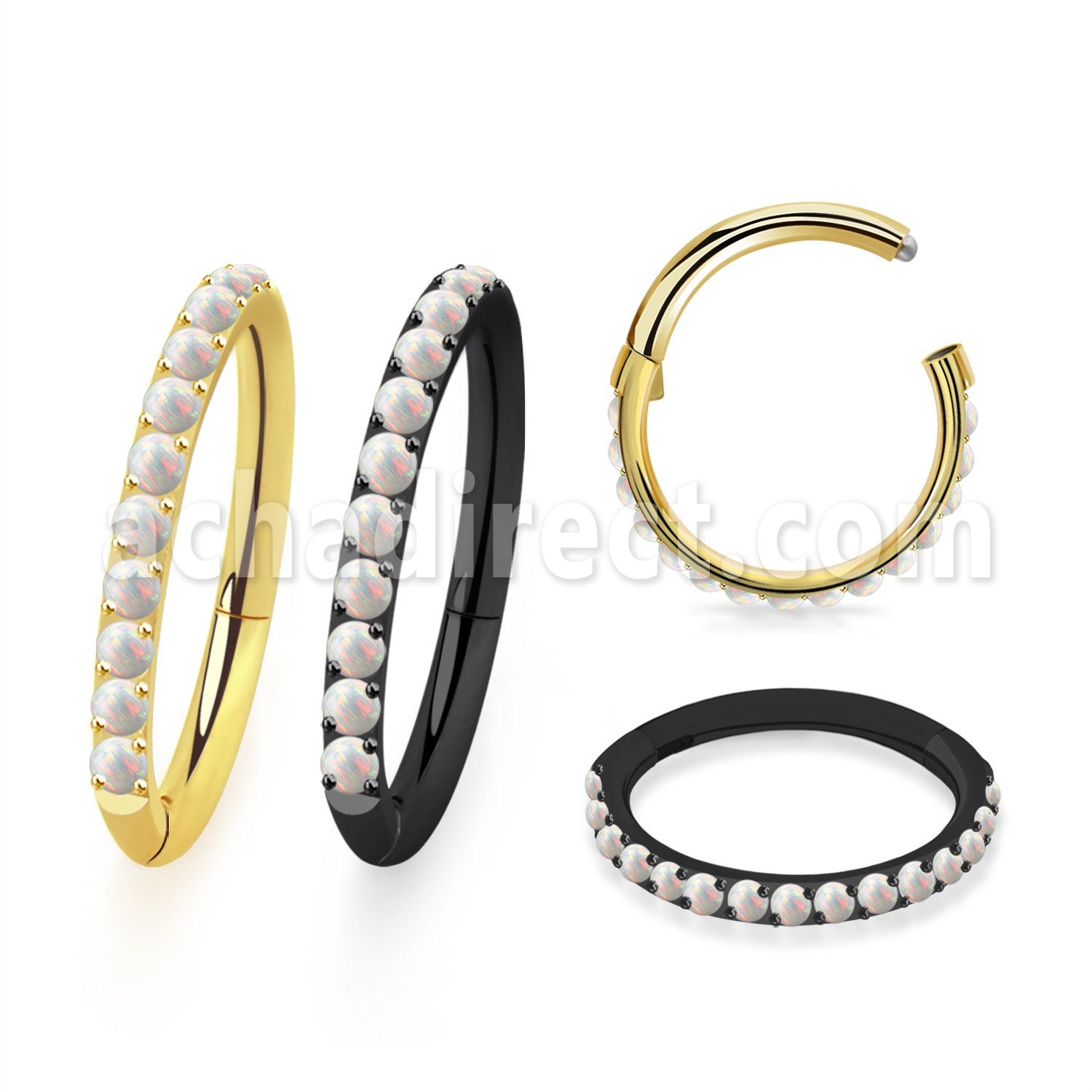 sgsh10opt pvd steel hinged segment ring 16g outward opals