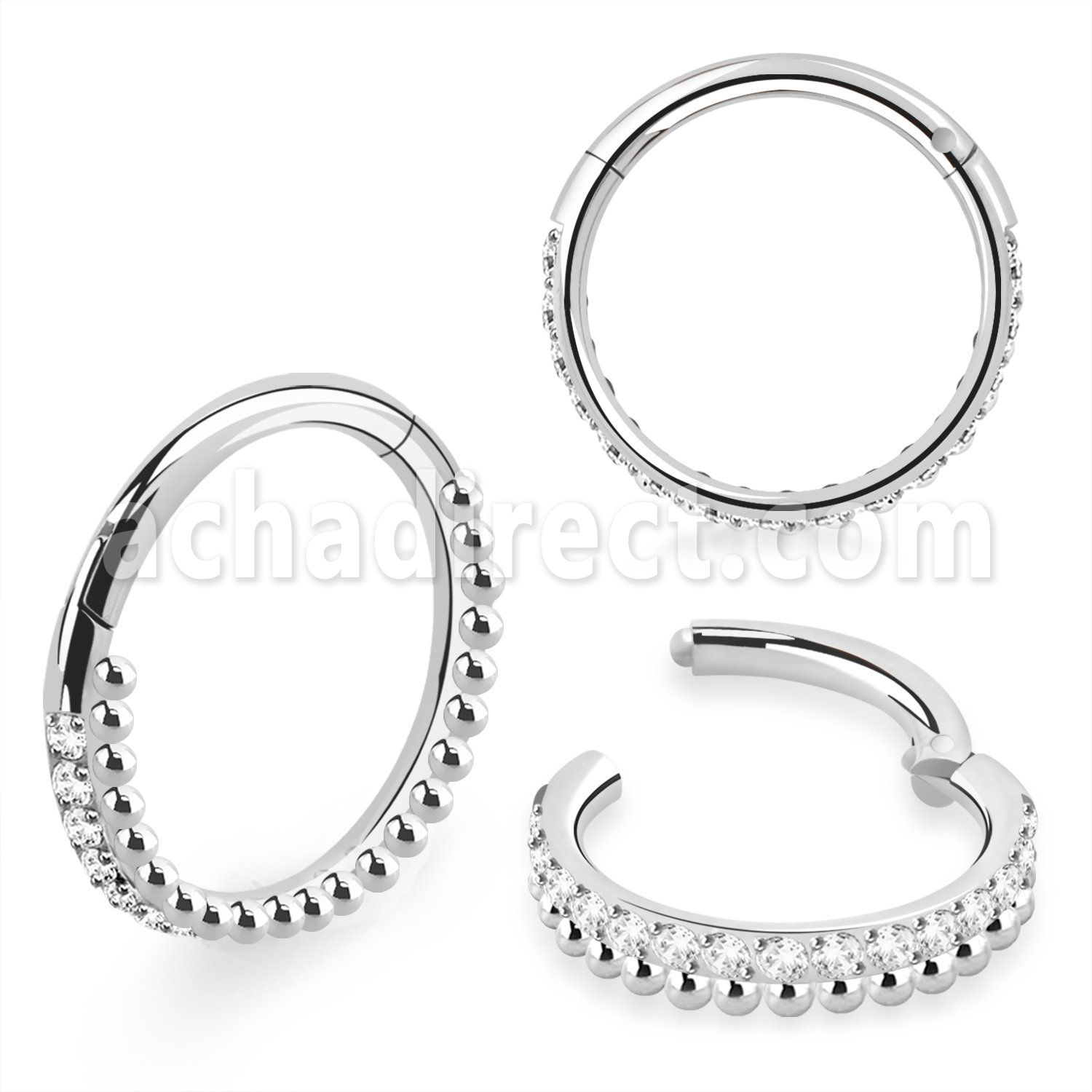 sgsh43 steel hinged segment ring 16g cnc cz chain balls