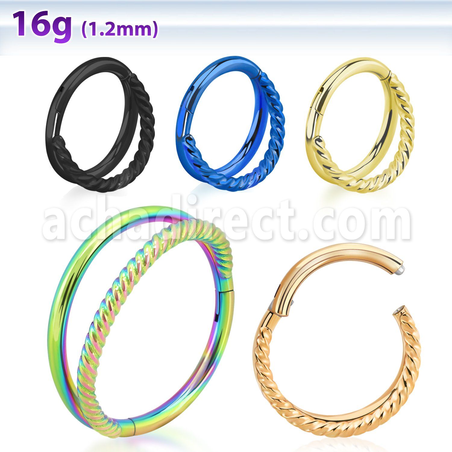 sgtsh12 anodized 316l steel hinged segment ring plaintwisted