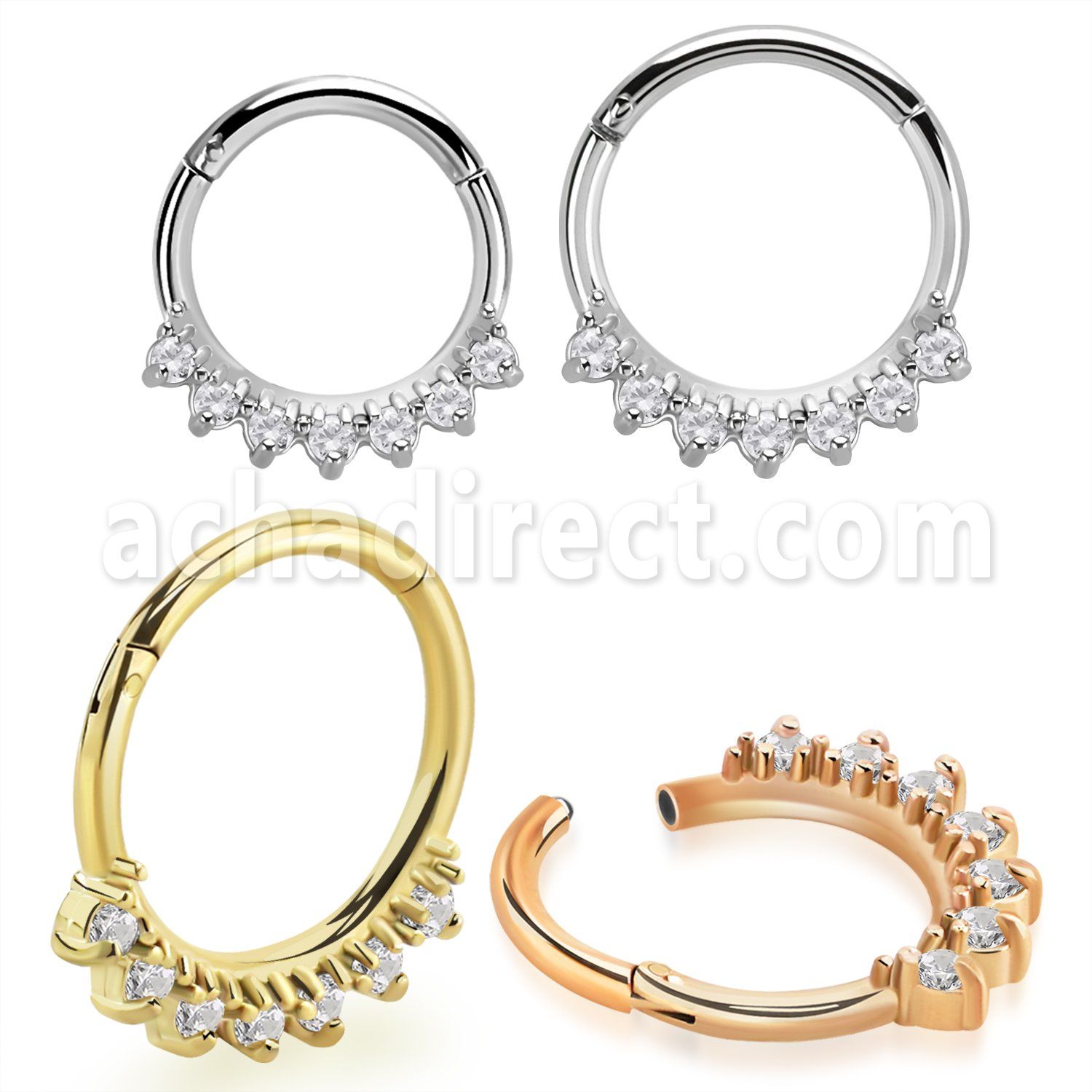 sgtsh29 pvd plated steel hinged segment ring facing cnc cz