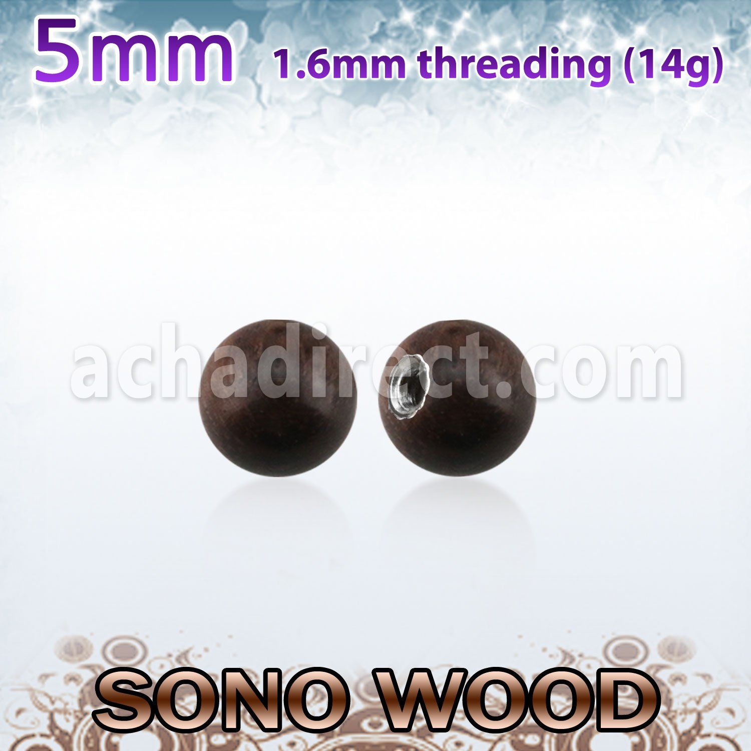 snball5 bola madera sono 5mm rosca acero quirurgico distribuidor mayorista
