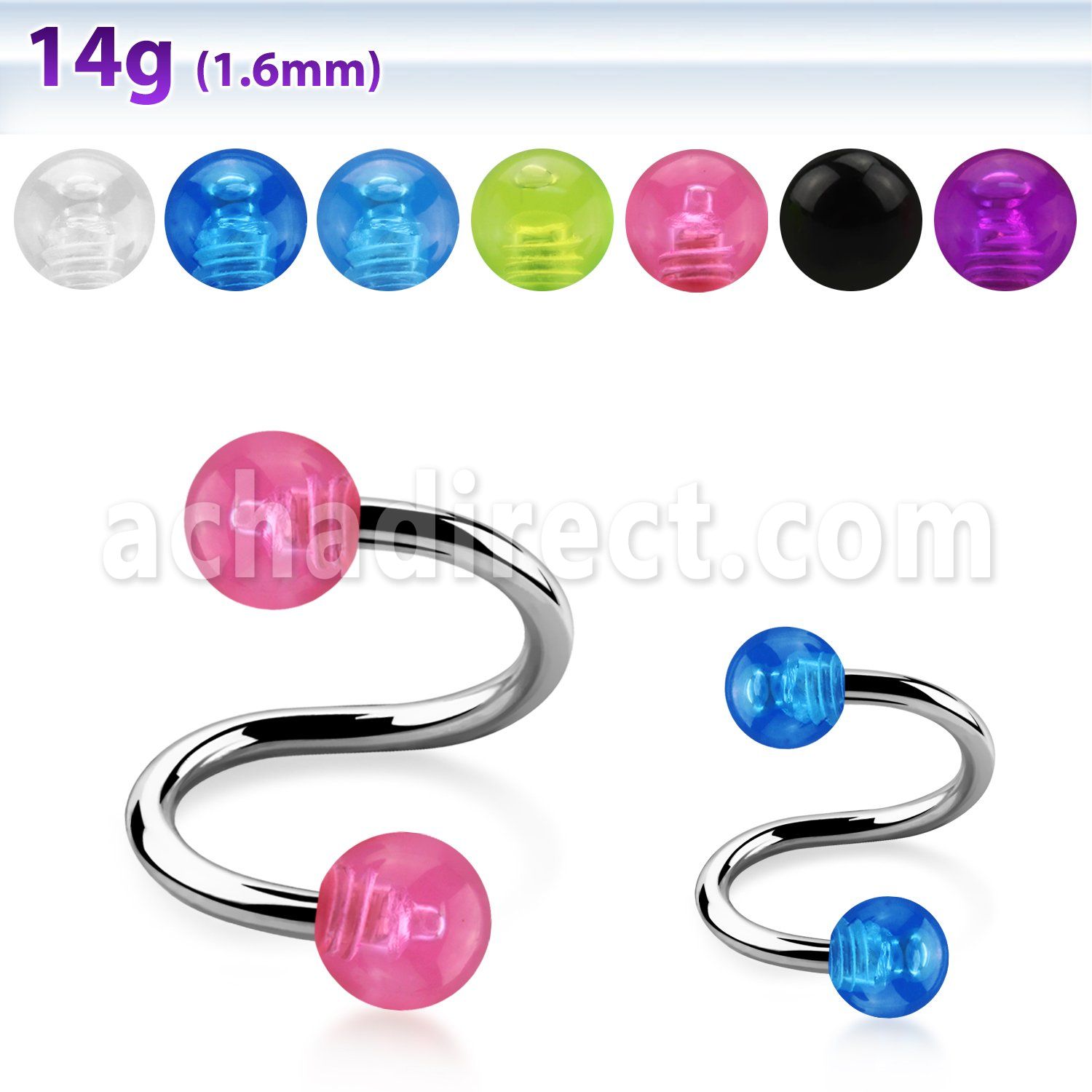 spbuv espiral acero quirurgico bolas reactivo uv acrnilicas 5mm mayorista