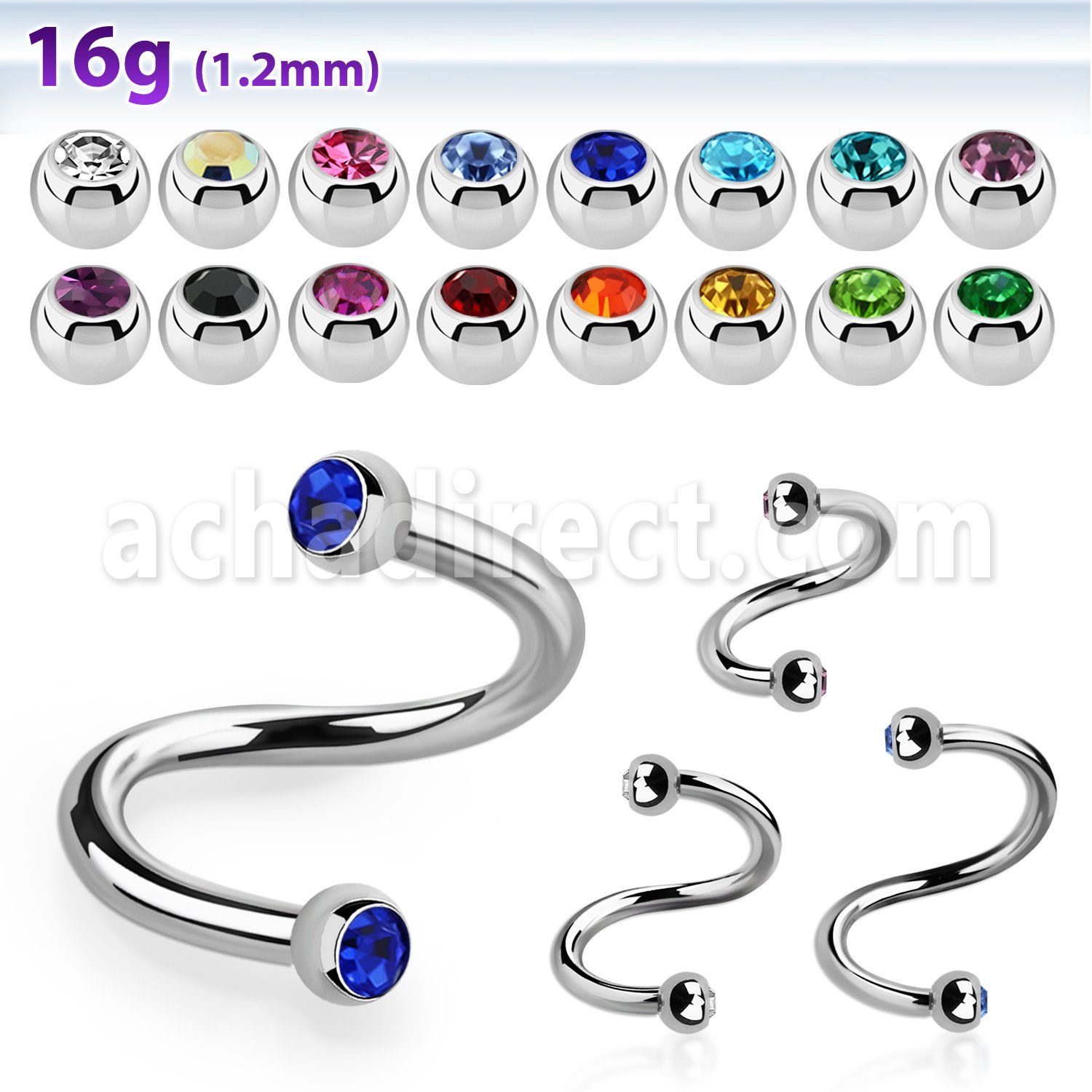 spejb25 espiral ceja acero quirurgico bolas joya bisel 2 5mm mayorista