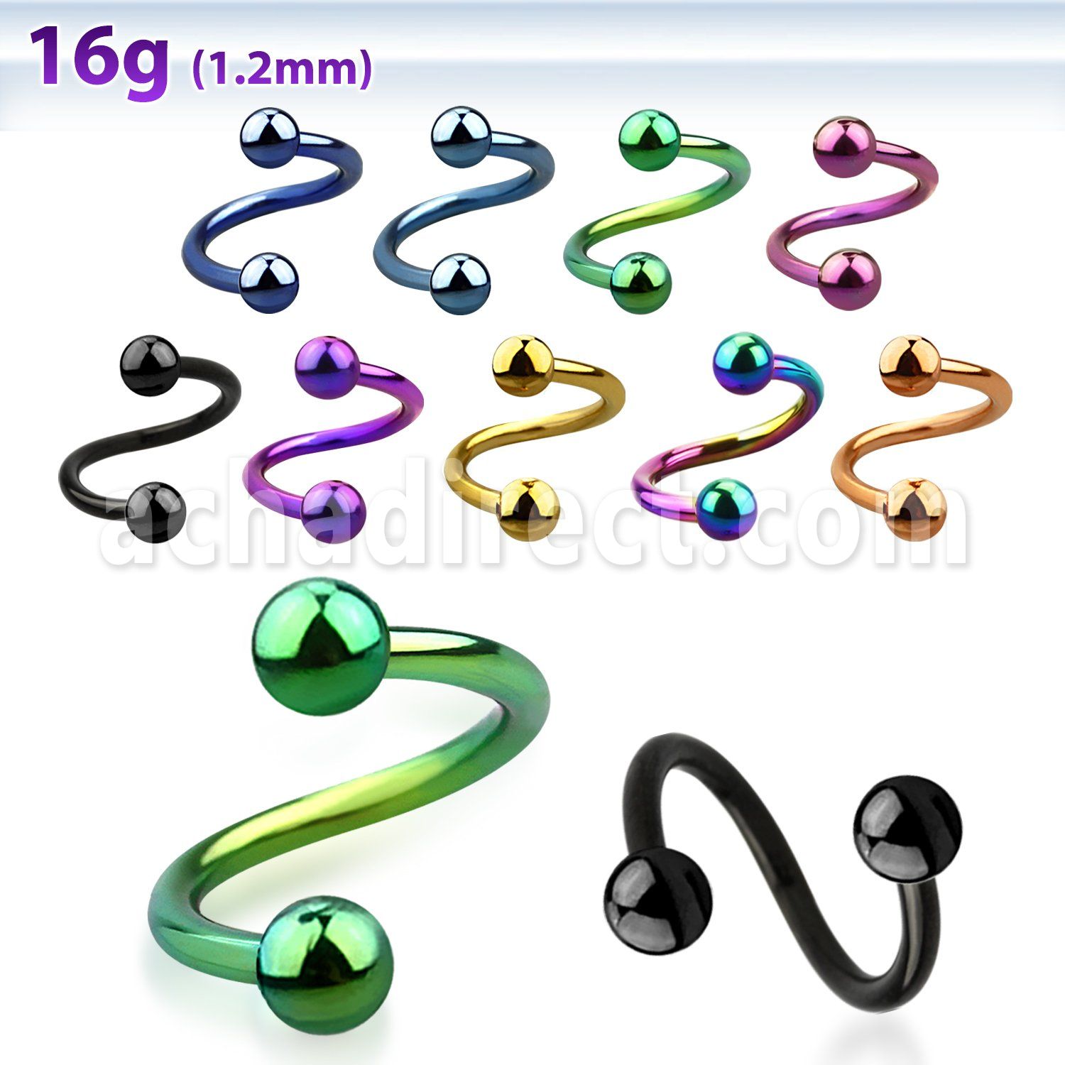 spetb espiral ceja acero quirurgico pvd bolas 3mm distribuidor