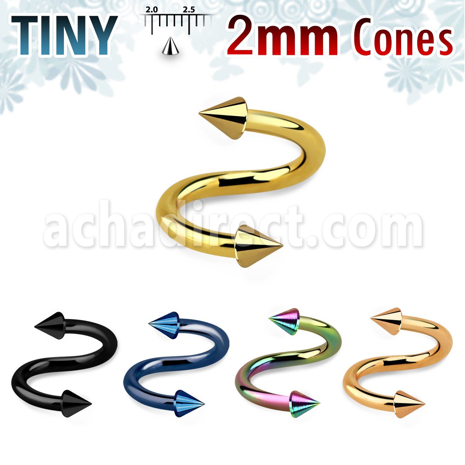 spetcn2 espiral ceja acero quirurgico anodizado conos 2mm al por mayor