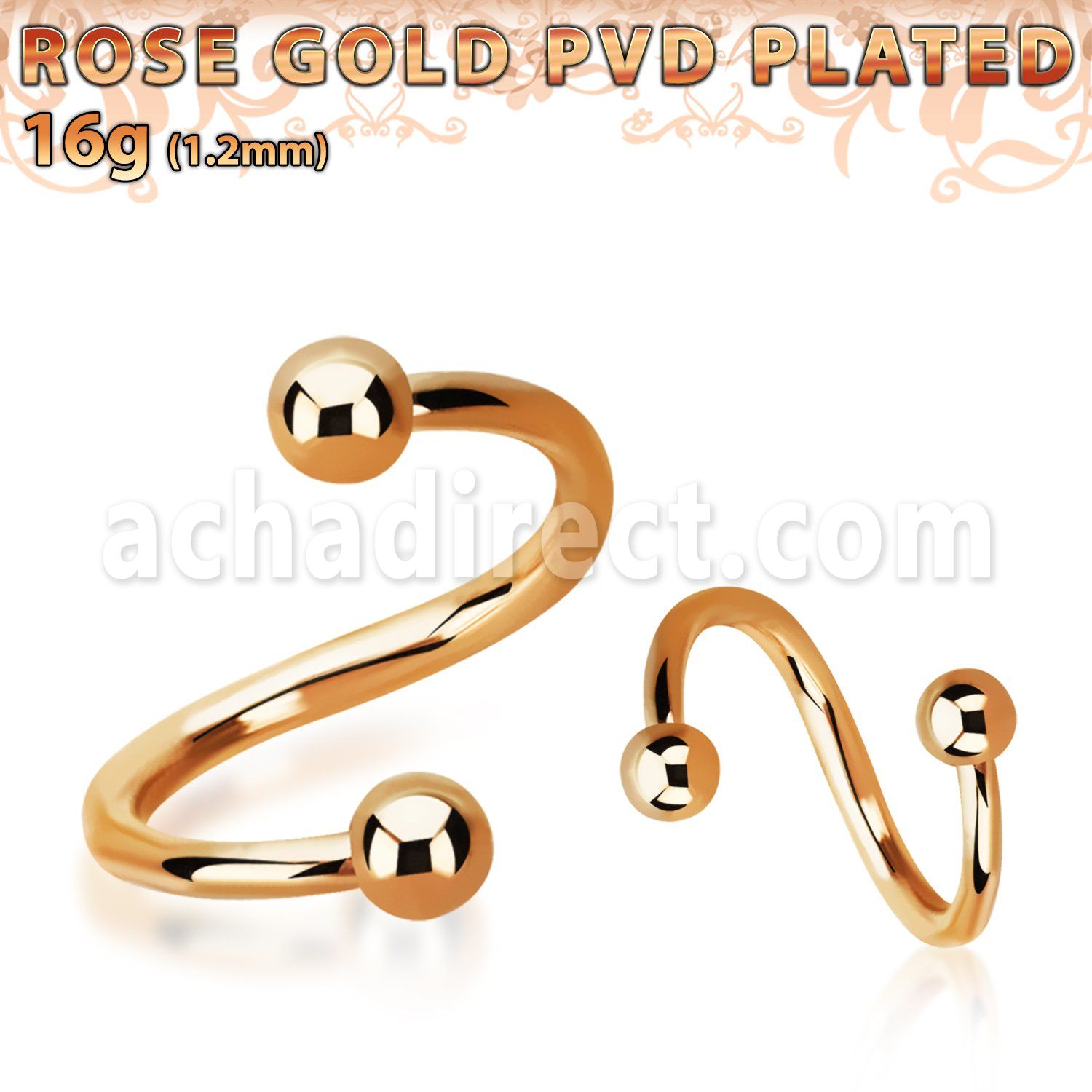 spettb espiral ceja acero quirurgico pvd oro rosa bolas 3mm distribuidor