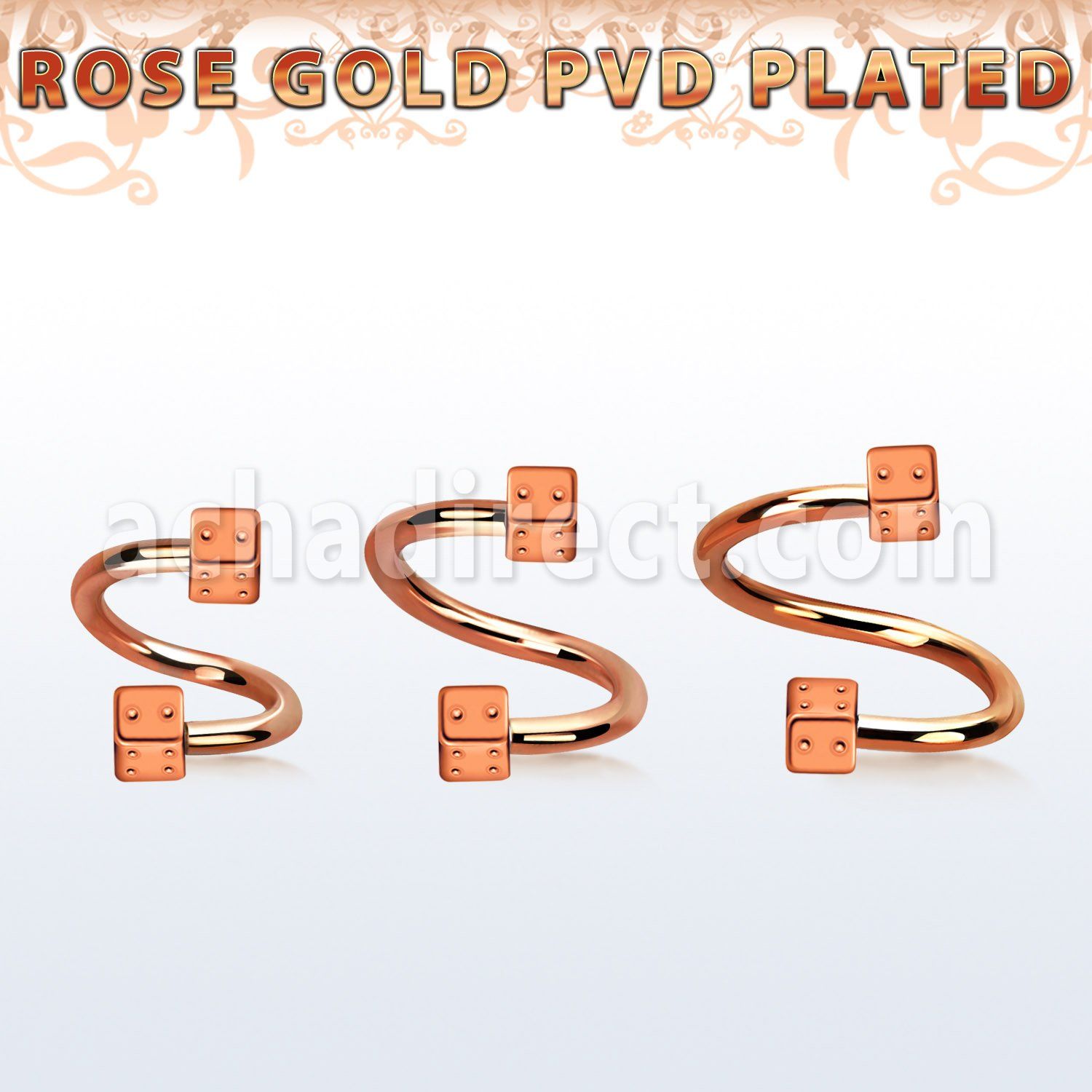 spettdi espiral ceja acero 316l pvd oro rosa dados 3mm mayorista