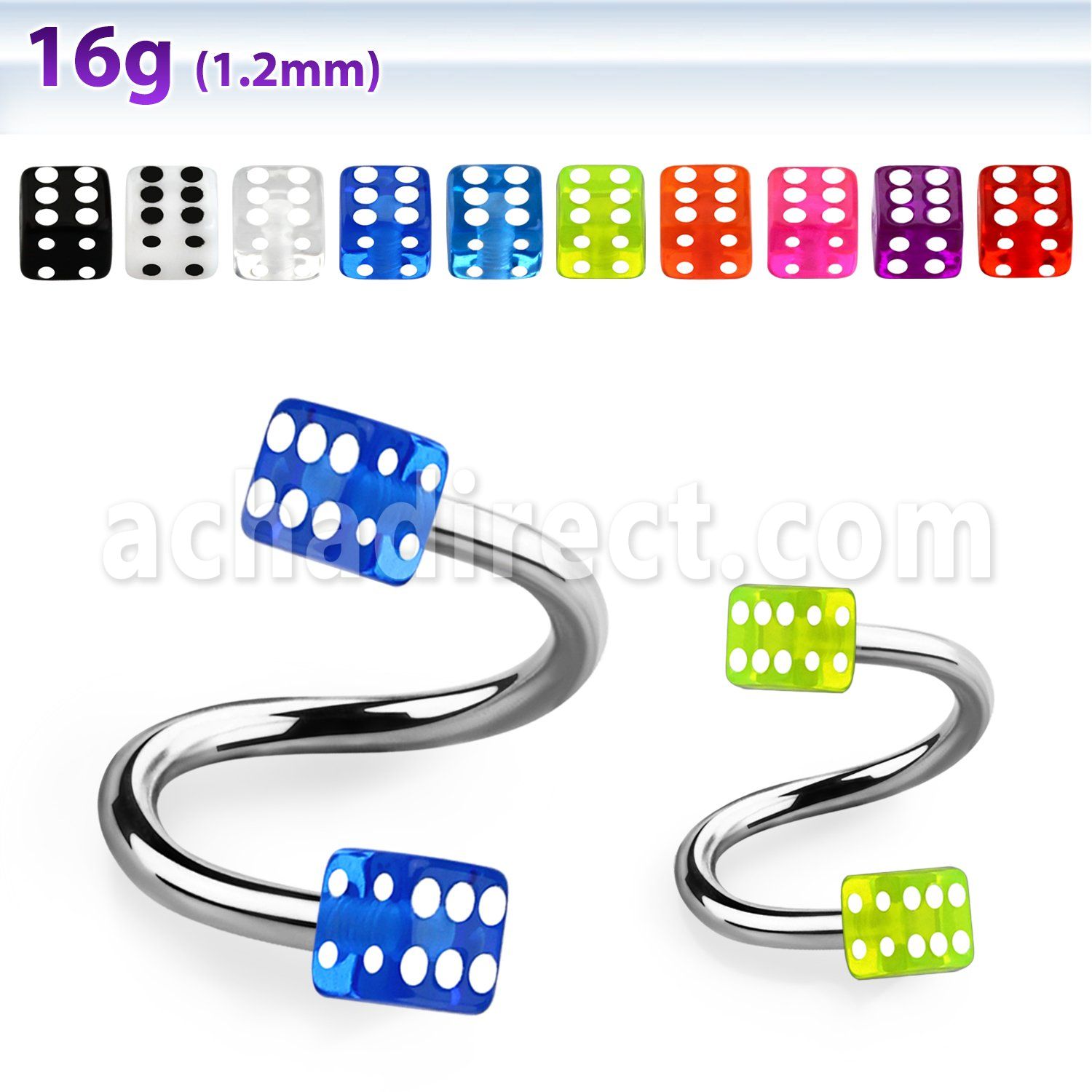 speuvdi espiral ceja acero quirurgico dados uv 3mm distribuidor