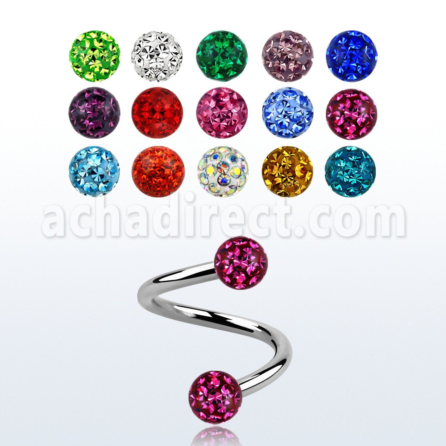 spfr4 espiral acero quirurgico bolas multi cristal ferido 4mm distribuidor mayorista