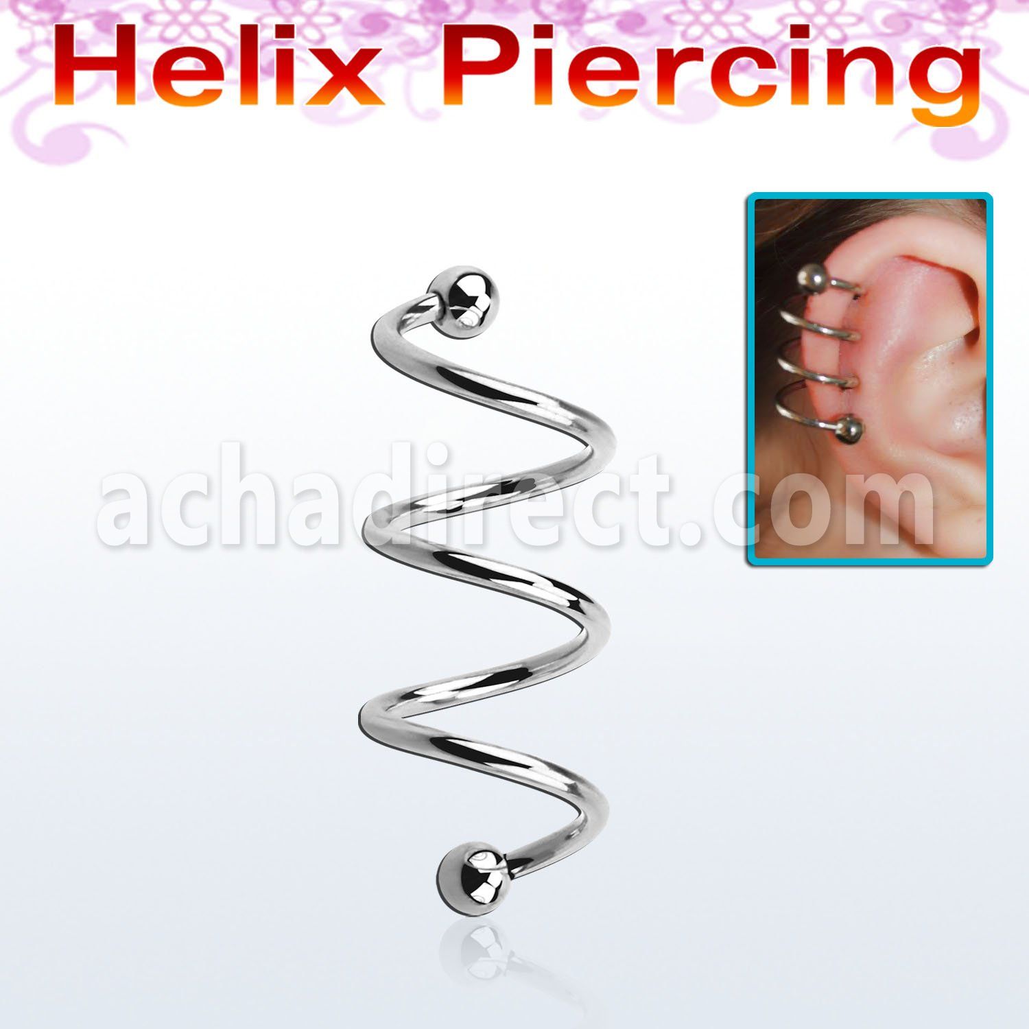 spheb piercing espiral helix acero quirurgico triple bolas 3mm distribuidor mayorista