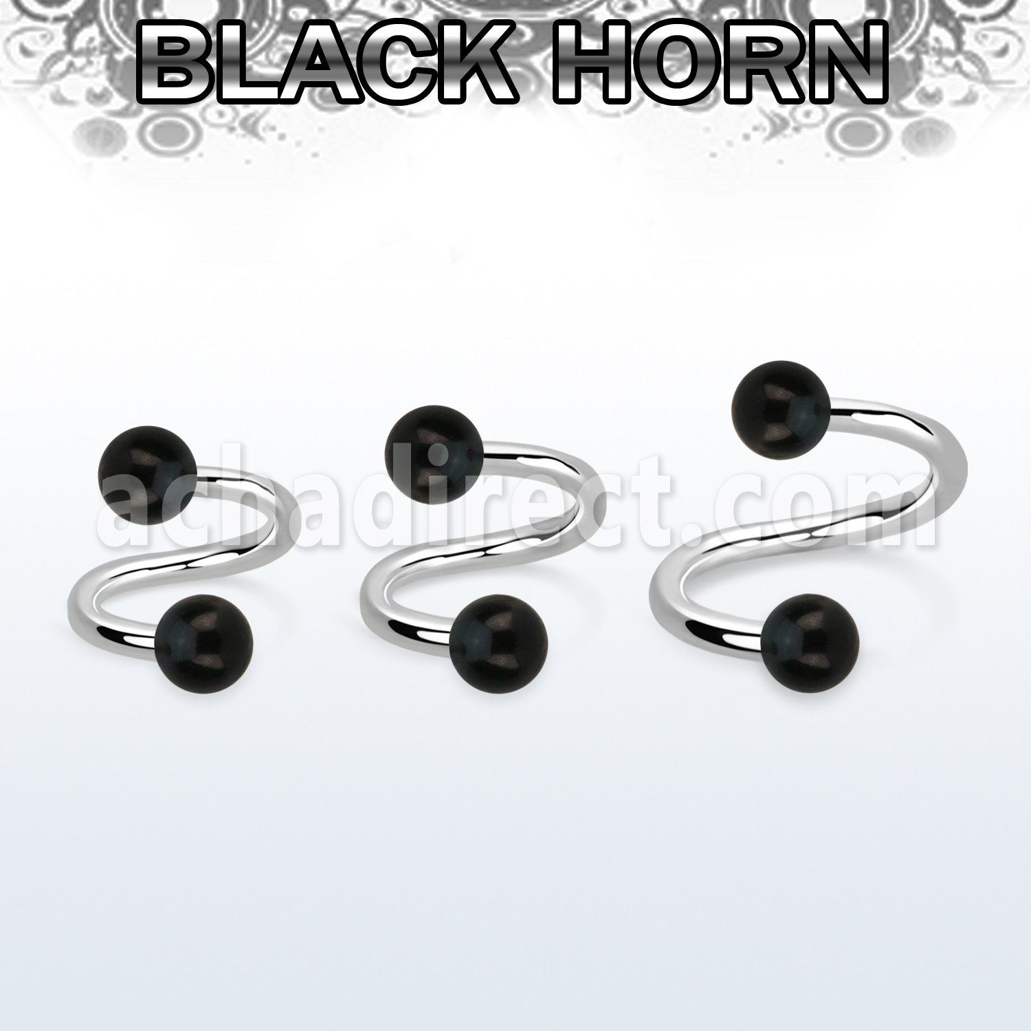 spwk5 espiral organica barra acero 316l bolas cuerno negro 5mm distribuidor mayorista