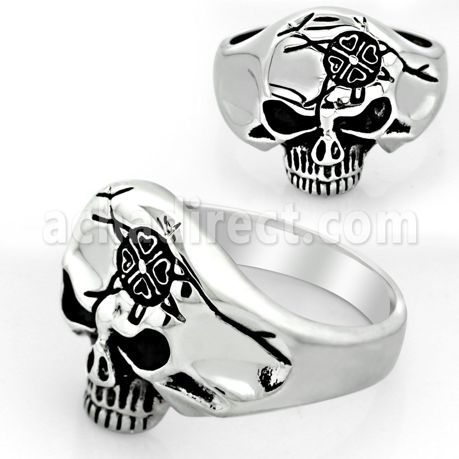 sr265 anillo acero inoxidable brillo espejo calavera cabeza distribuidor mayorista