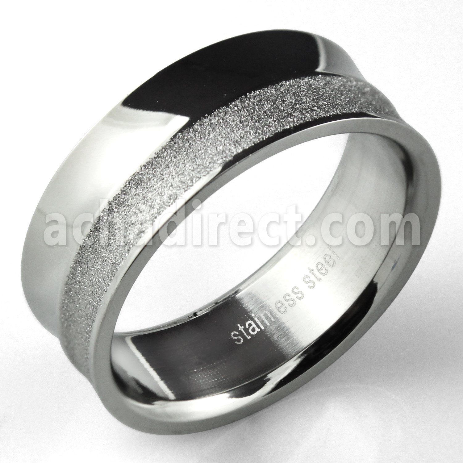 sr300 anillo acero inoxidable banda brillo espejo pulido arena anchura mujer 6mm anchura hombre 8mm distribuidor mayorista