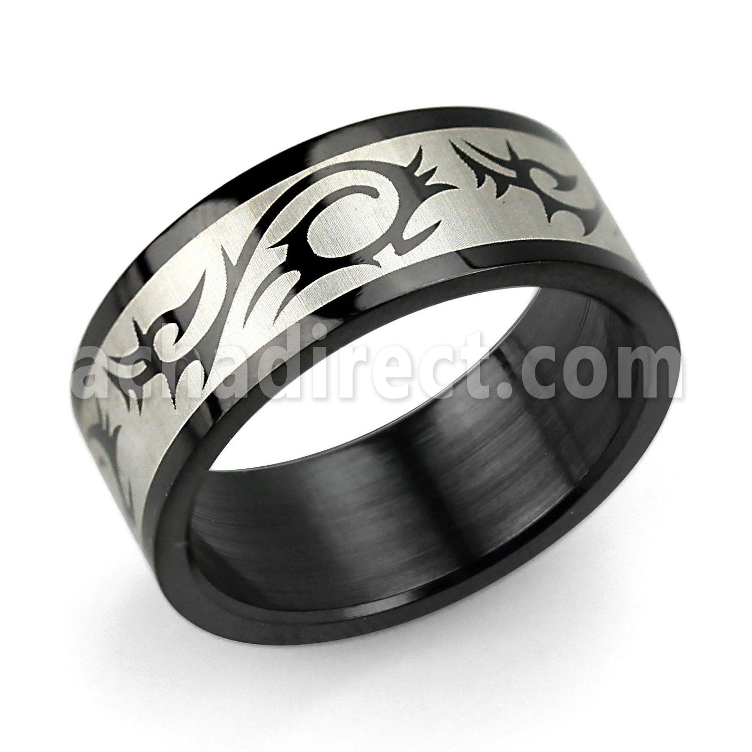 srb10 anillo acero inoxidable anodizado negro dragon tribal mate distribuidor