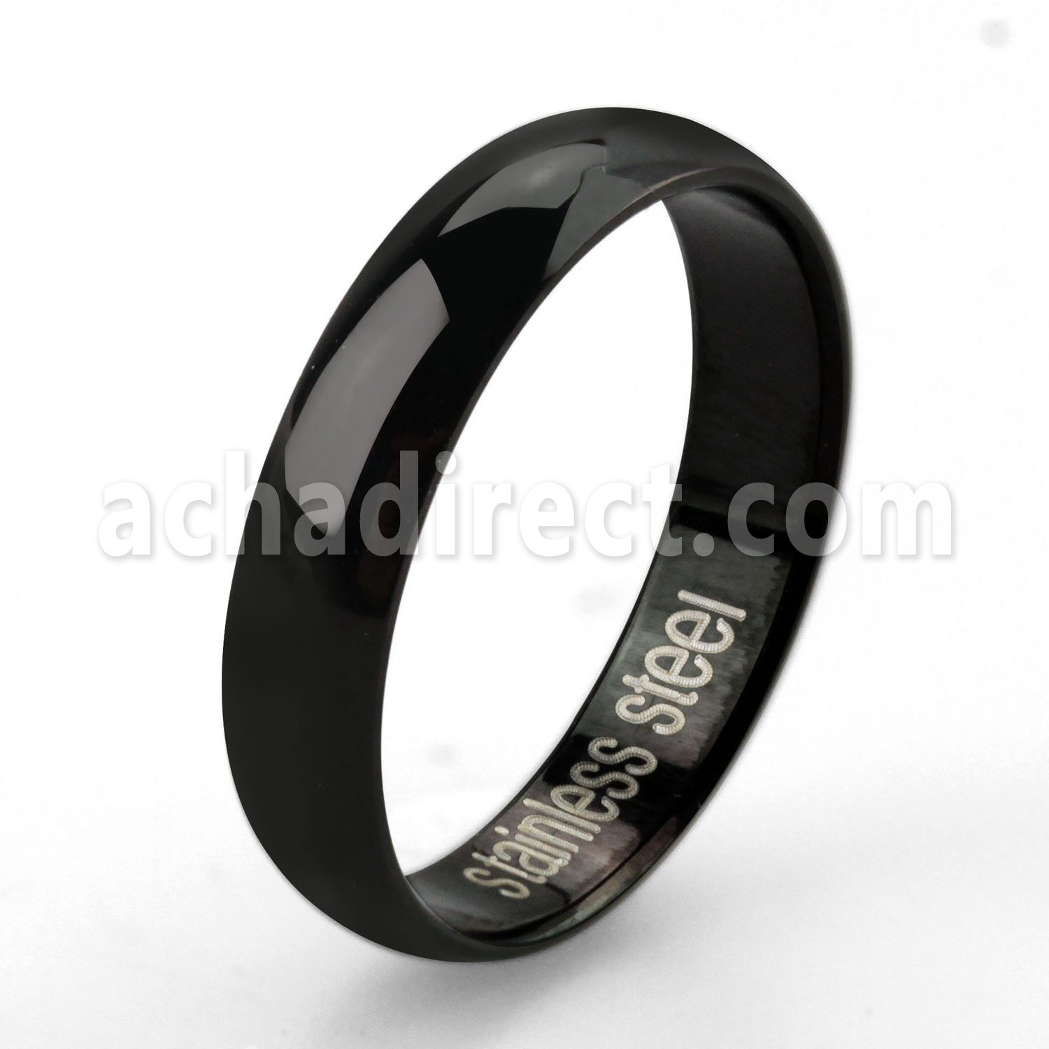 srb18 anillo banda delgada grabable acero inoxidable anodizado negro al por mayor