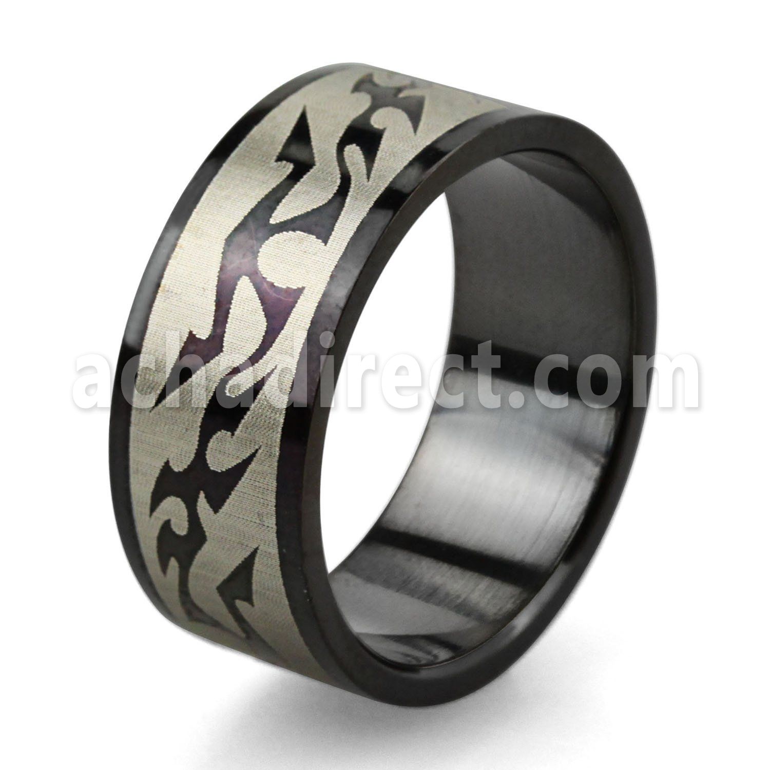 srb28 anillo acero inoxidable anodizado negro vector tribal distribuidor mayorista