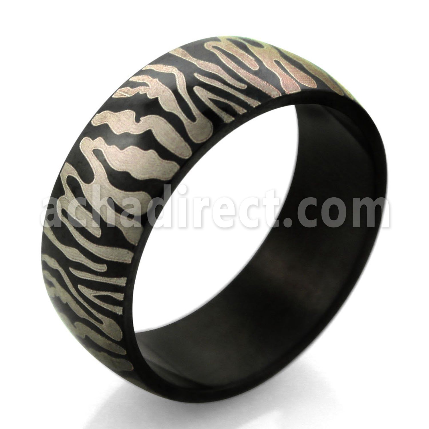 srb50 anillo acero inoxidable anodizado negro rayas tigre distribuidor