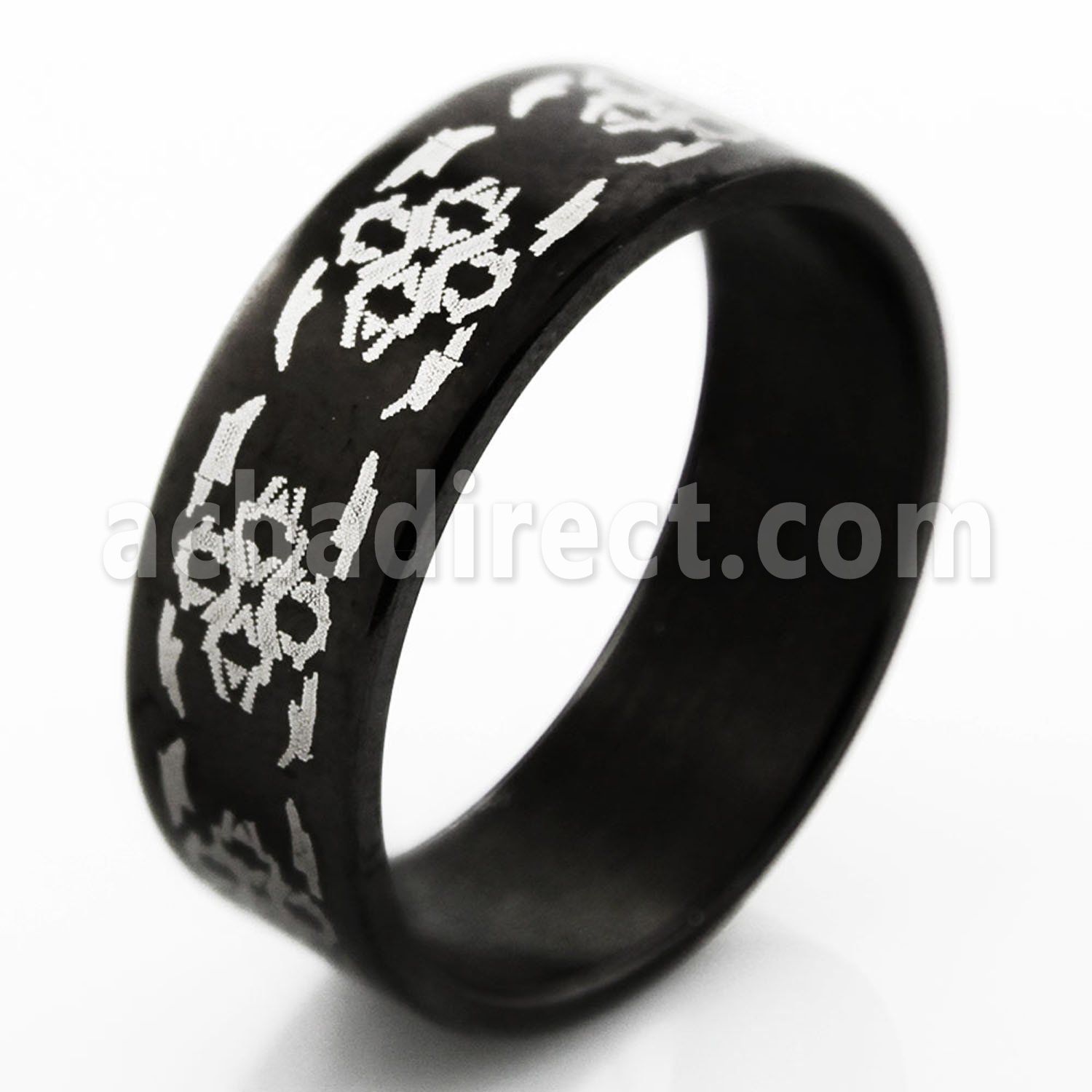 srb51 anillo acero inoxidable anodizado negro tribal estilo floral mayorista